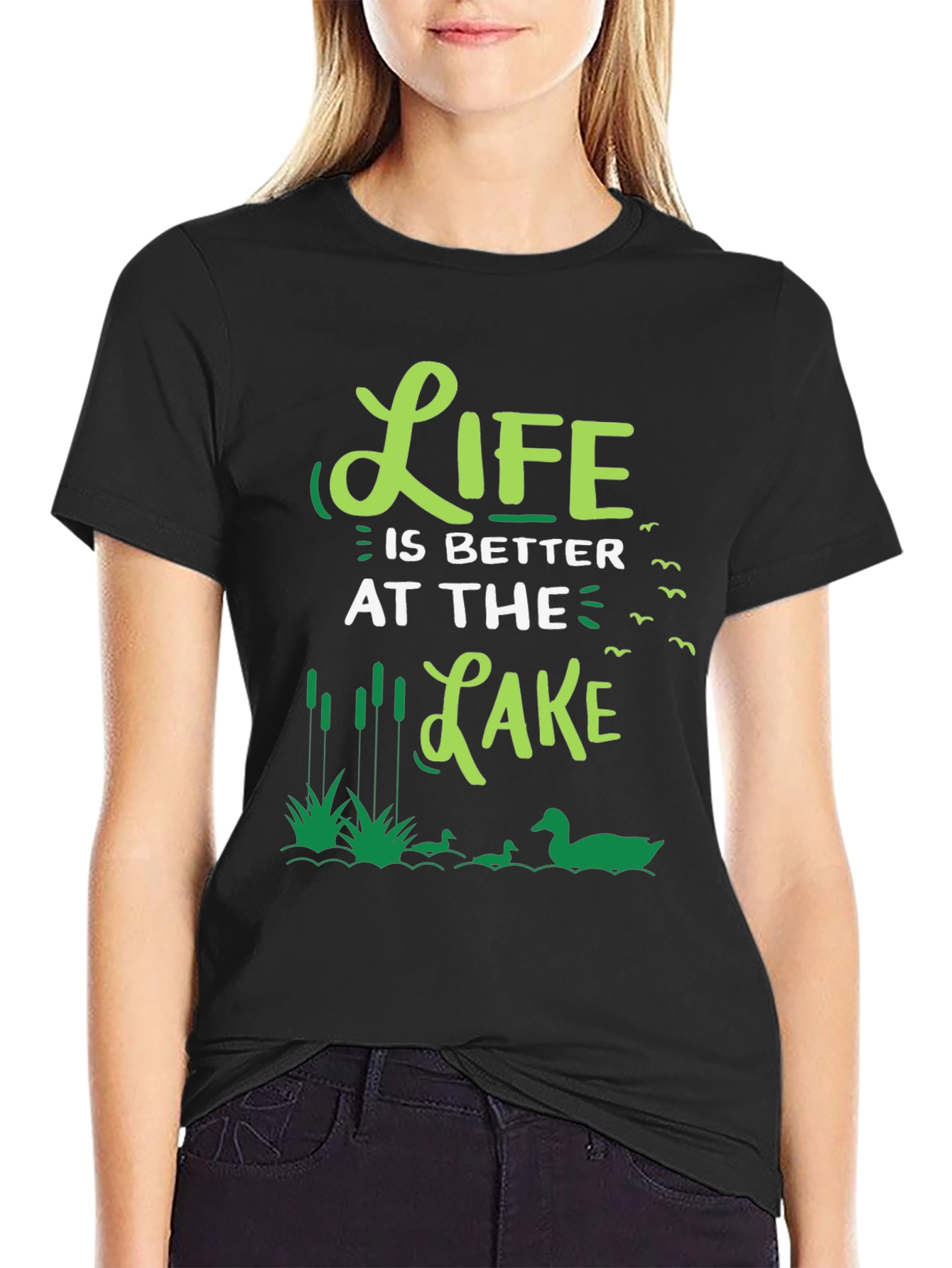 Black Life Is Better At The Lake Graphic Tee view 2