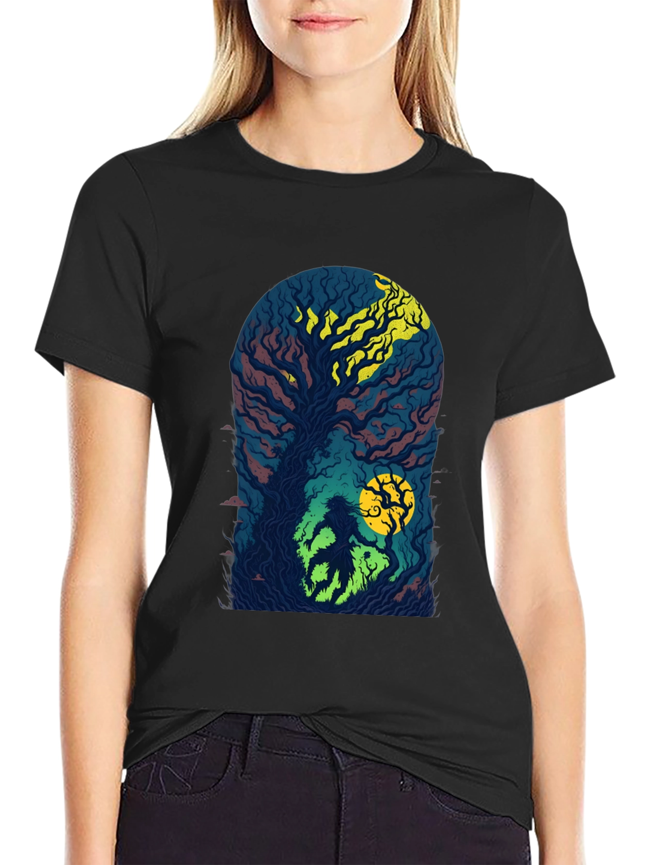 Black Enchanted Forest Graphic Tee - Black view 2