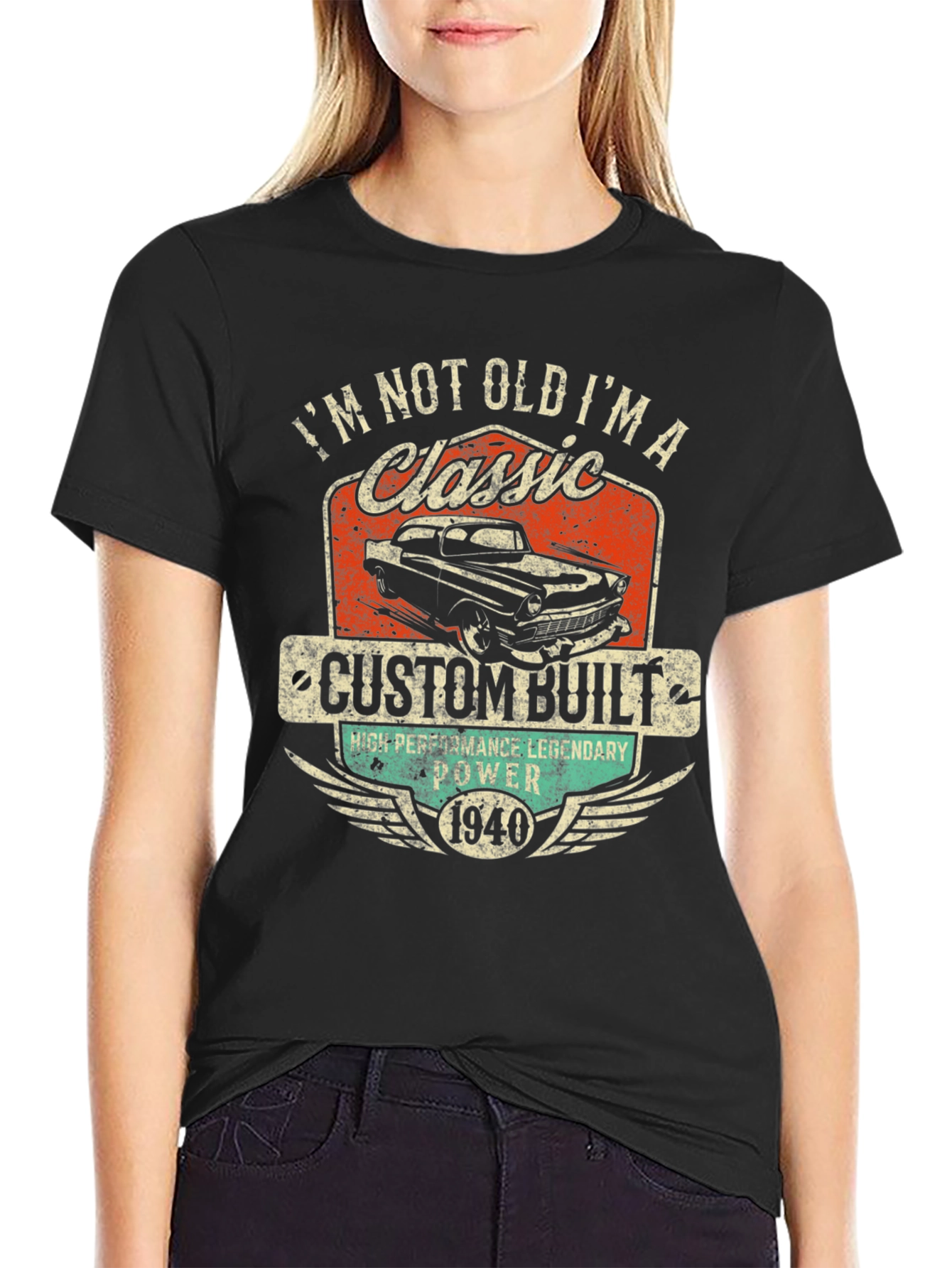 Black Classic Car T-Shirt - I'm Not Old, I'm a Classic view 2