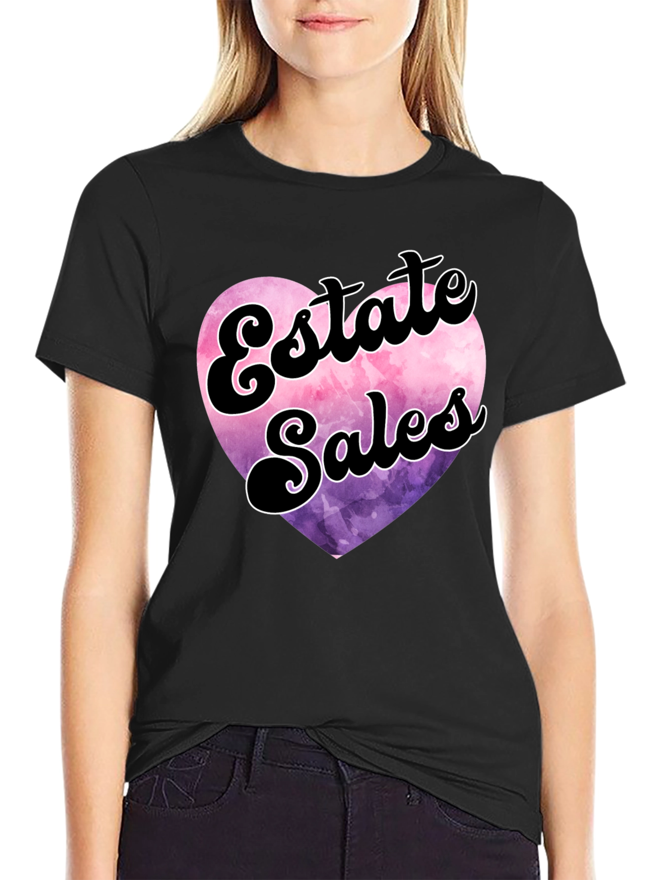 Black Estate Sales Heart Graphic T-Shirt view 2