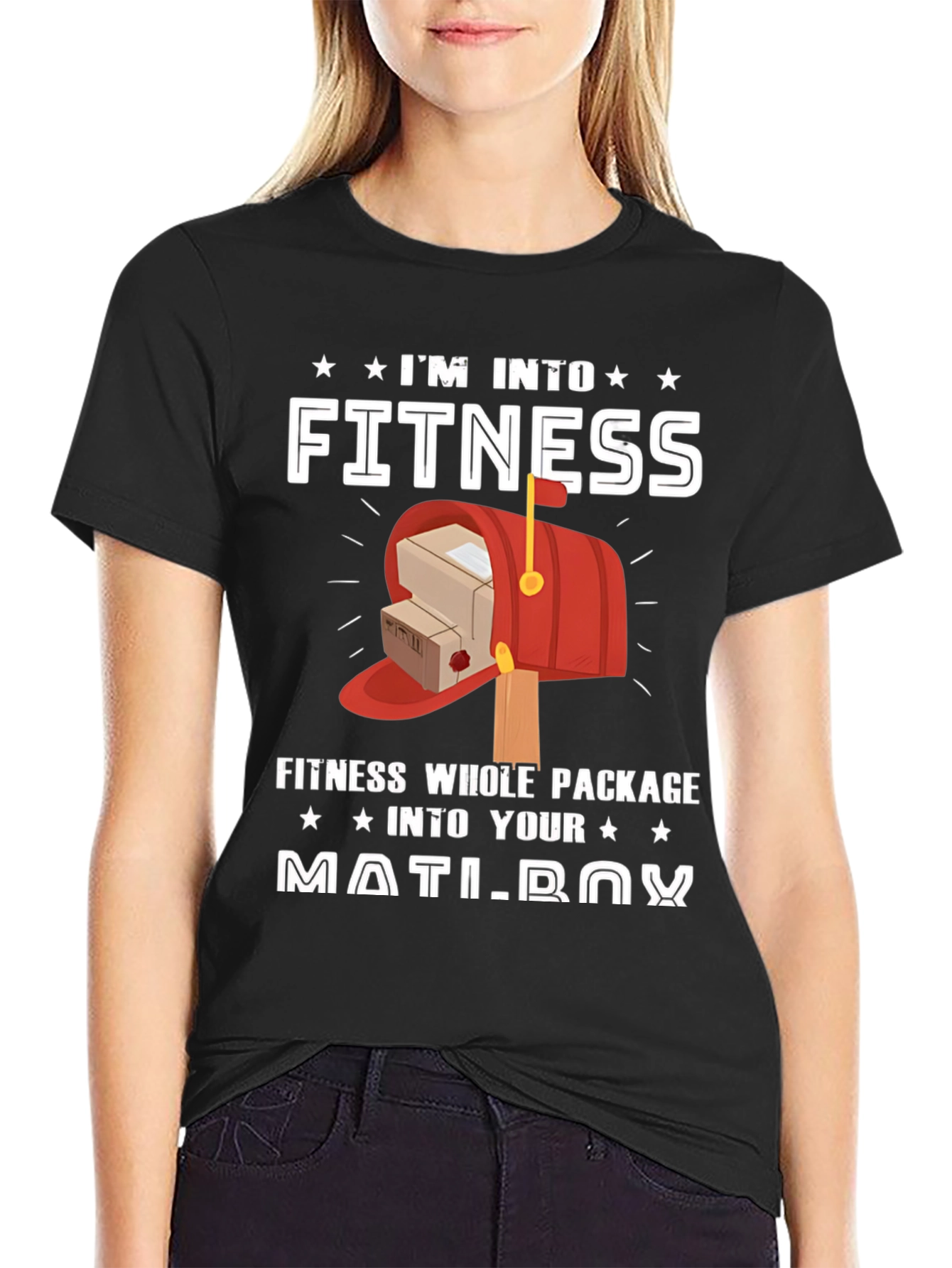 Black I'm Into Fitness Mailbox T-Shirt view 2
