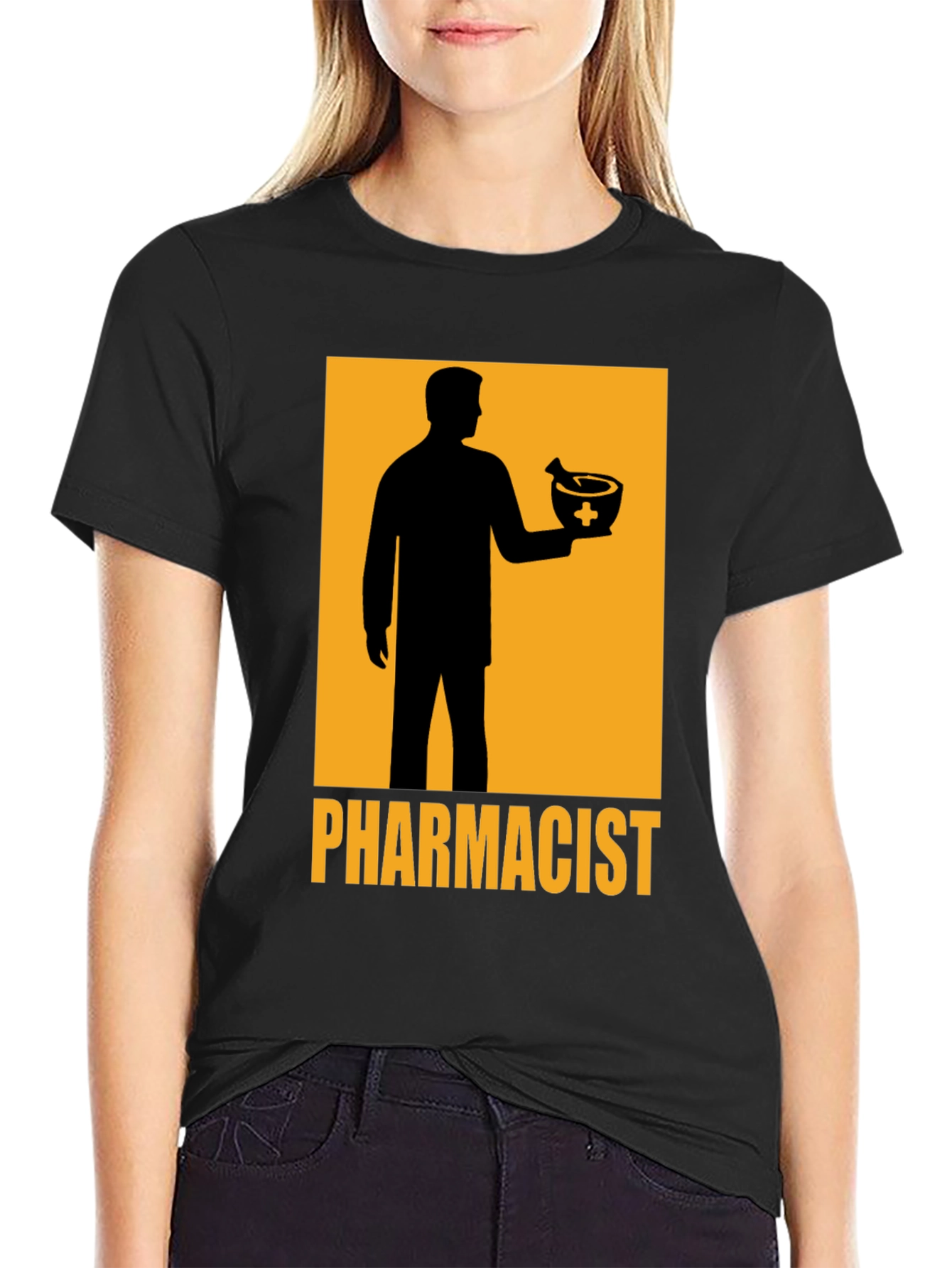 Black Pharmacist Graphic T-Shirt - Black Cotton Tee view 2