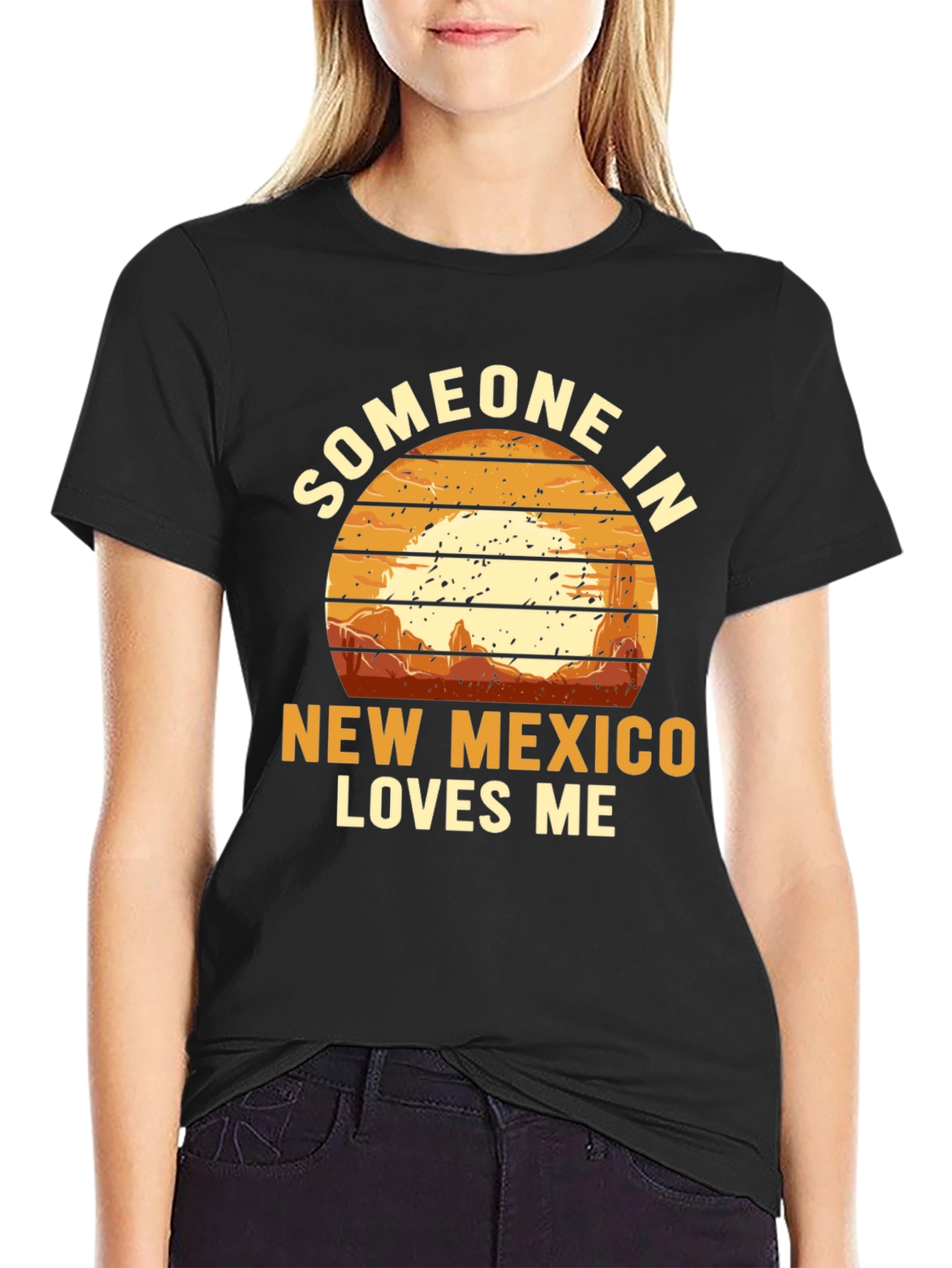 Black Someone in New Mexico Loves Me T-Shirt view 2