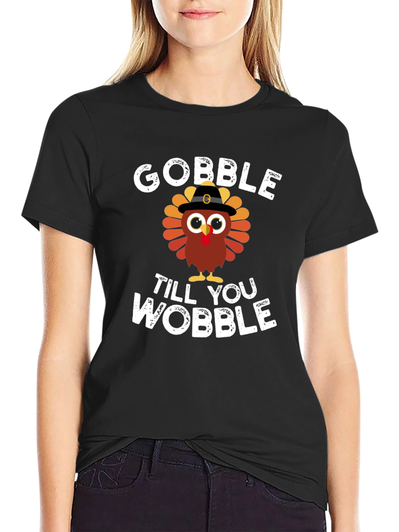 Gobble 'Til You Wobble Turkey Graphic Tee - 2