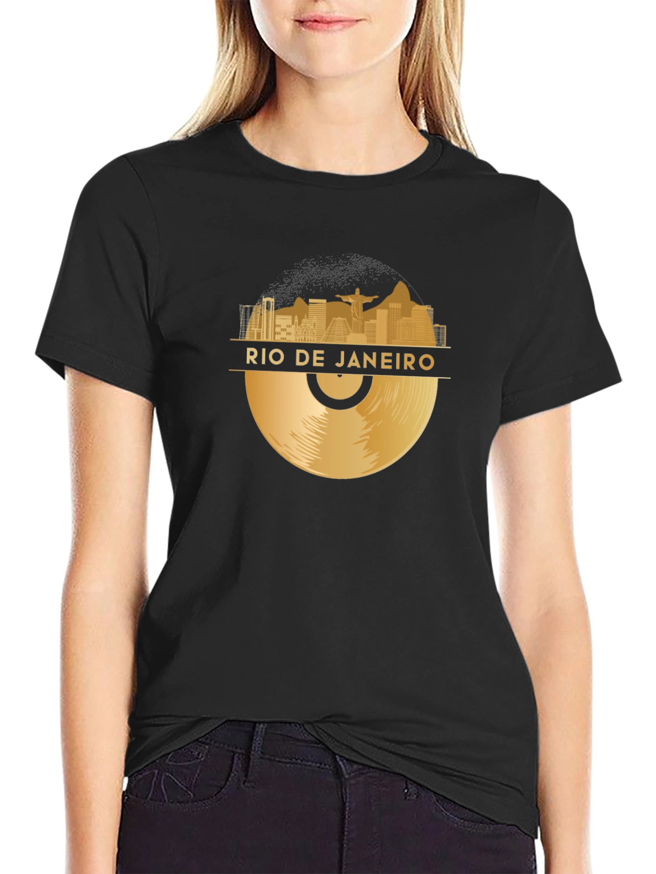 Black Rio de Janeiro Vinyl Graphic T-Shirt - Black view 2