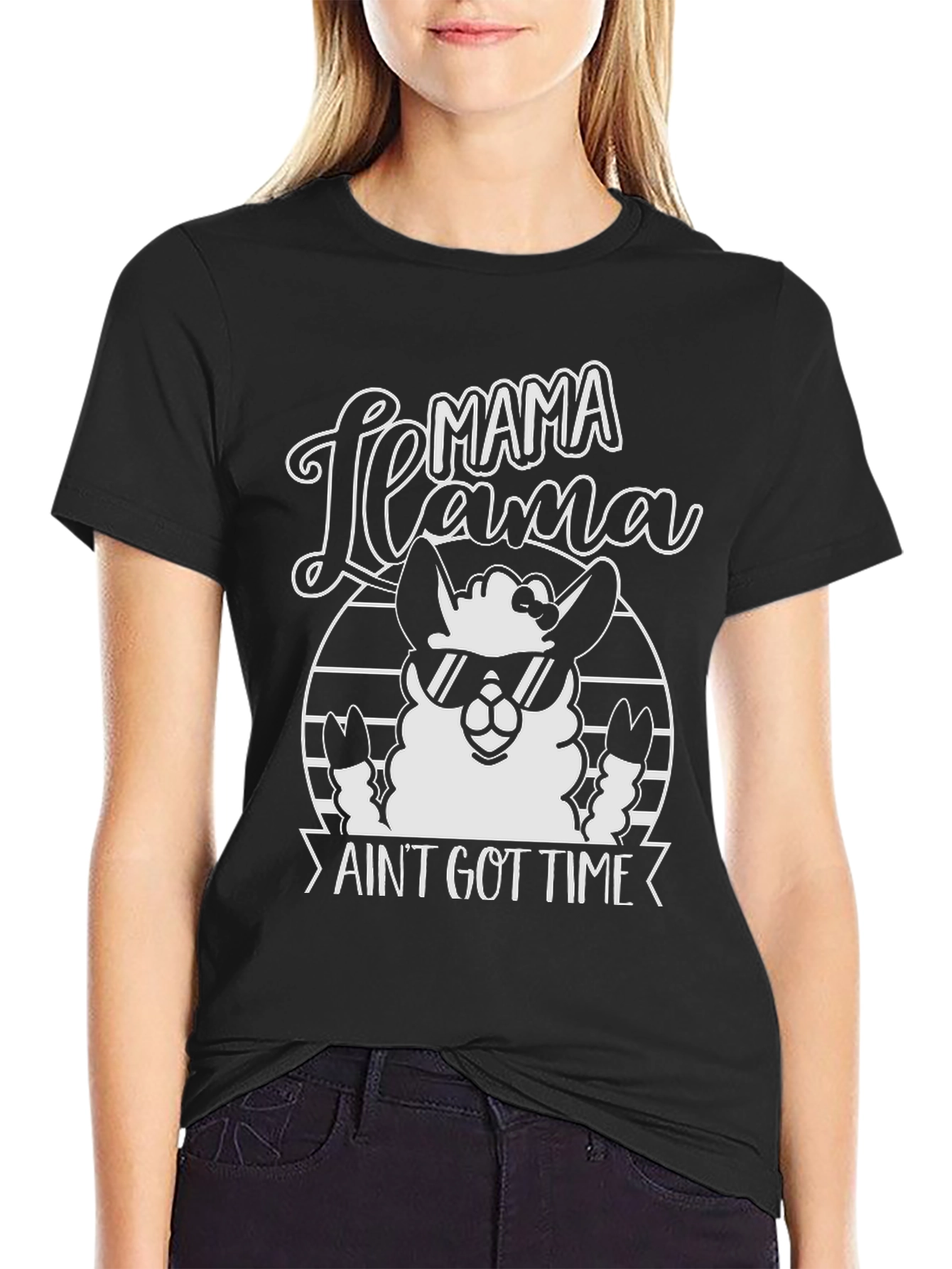 Black Mama Llama Ain't Got Time Funny T-Shirt view 2