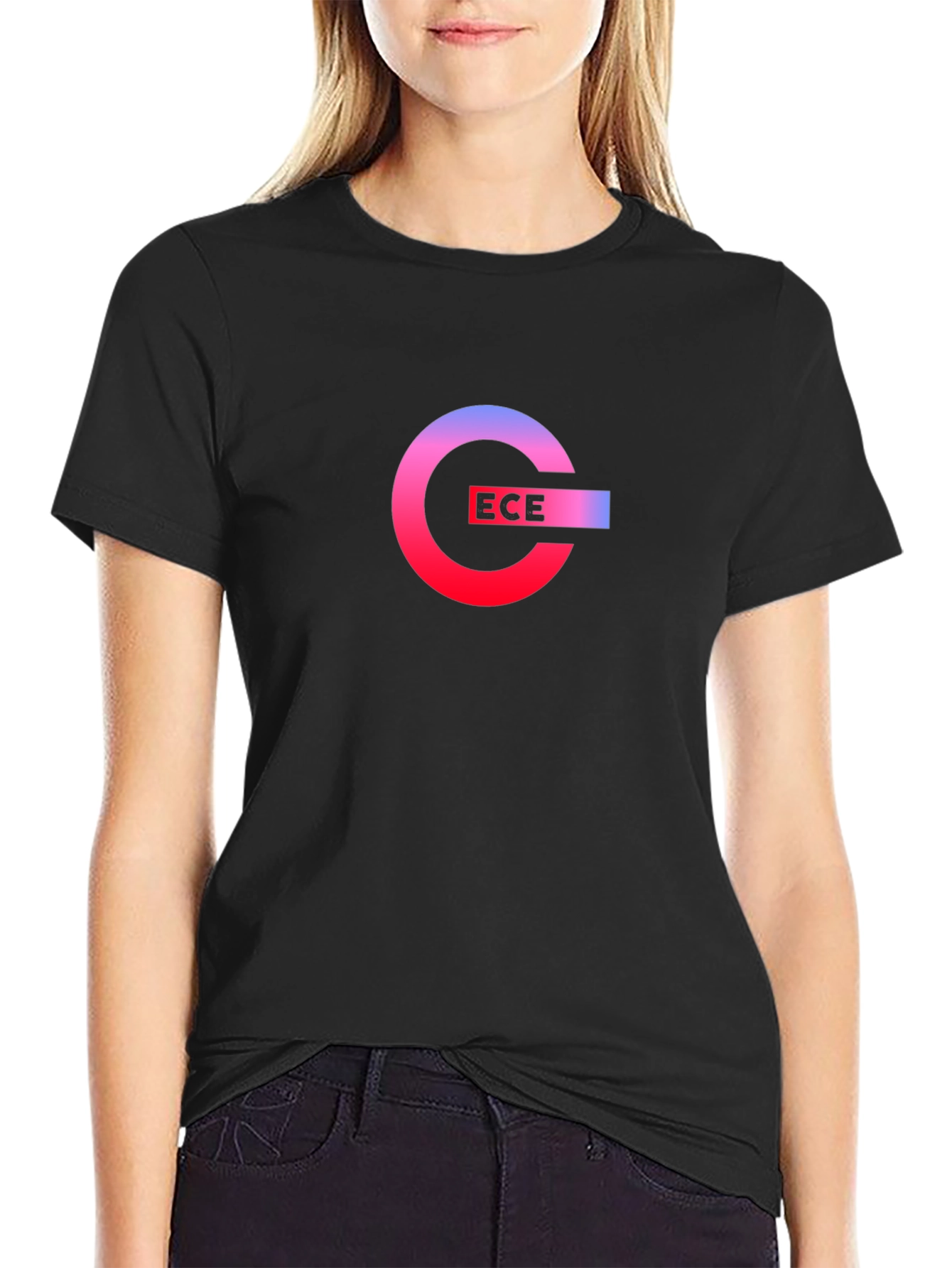 Black ECE Logo Graphic Black Tee view 2