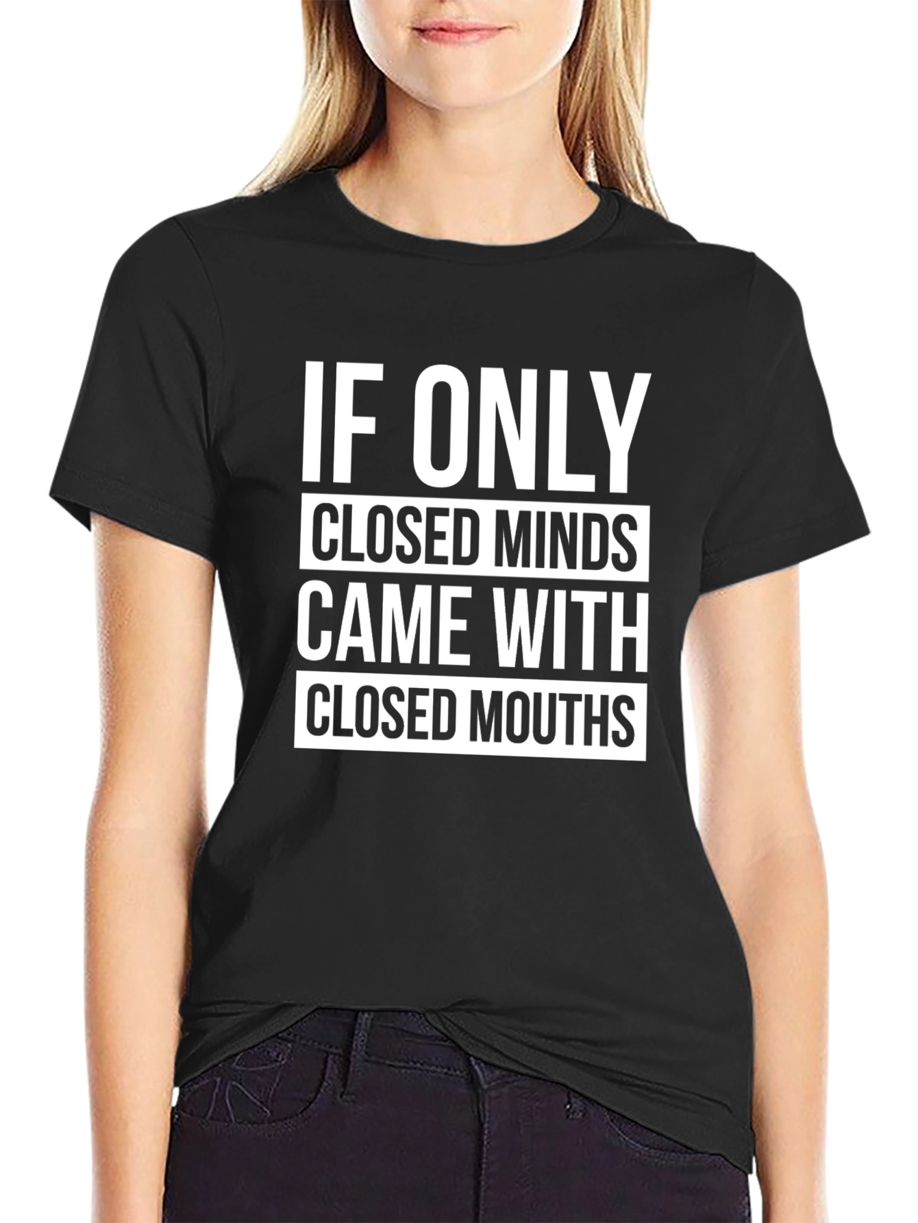 Black If Only Closed Minds T-Shirt view 2