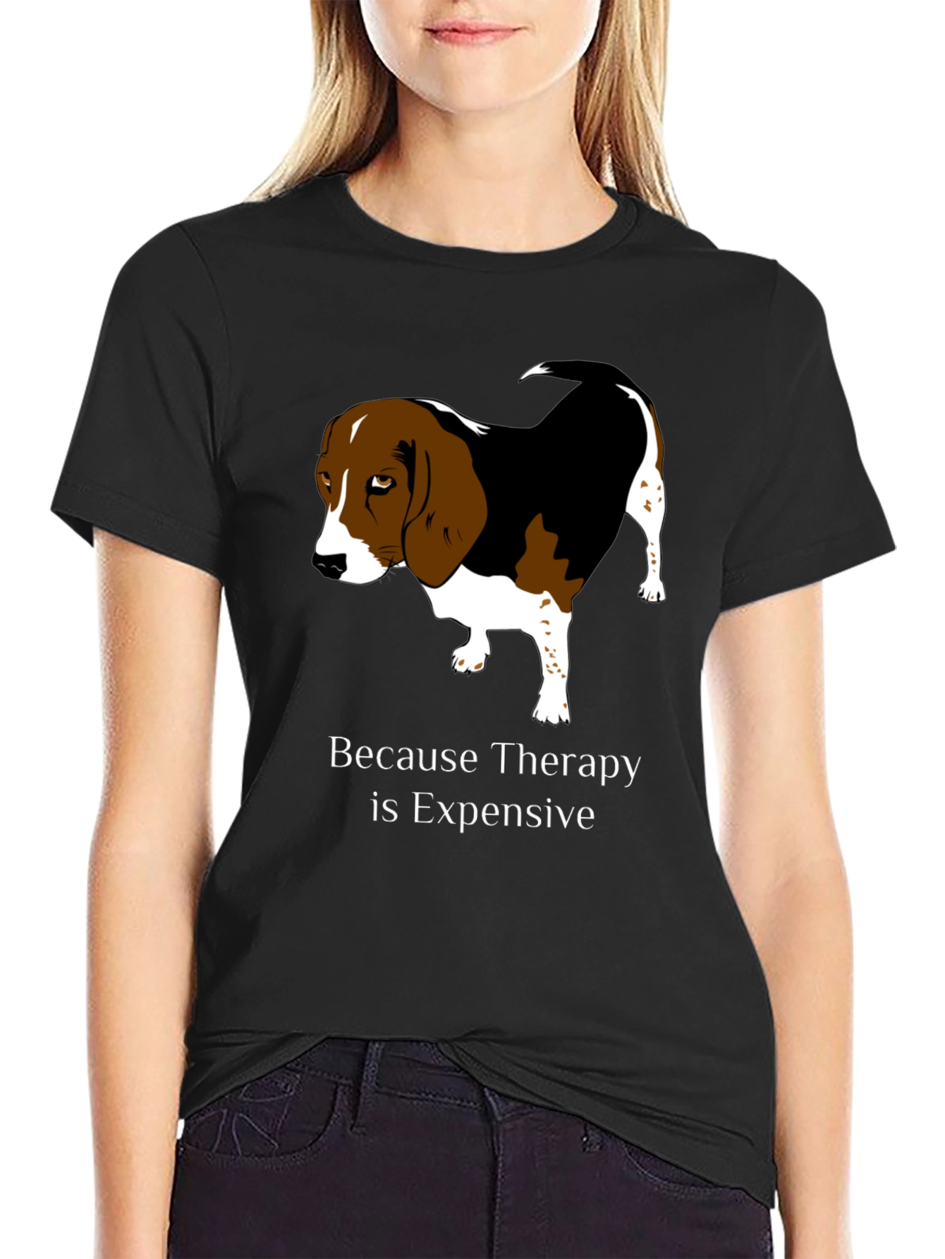 Black Dog Therapy T-Shirt - Because Therapy is Expensive view 2