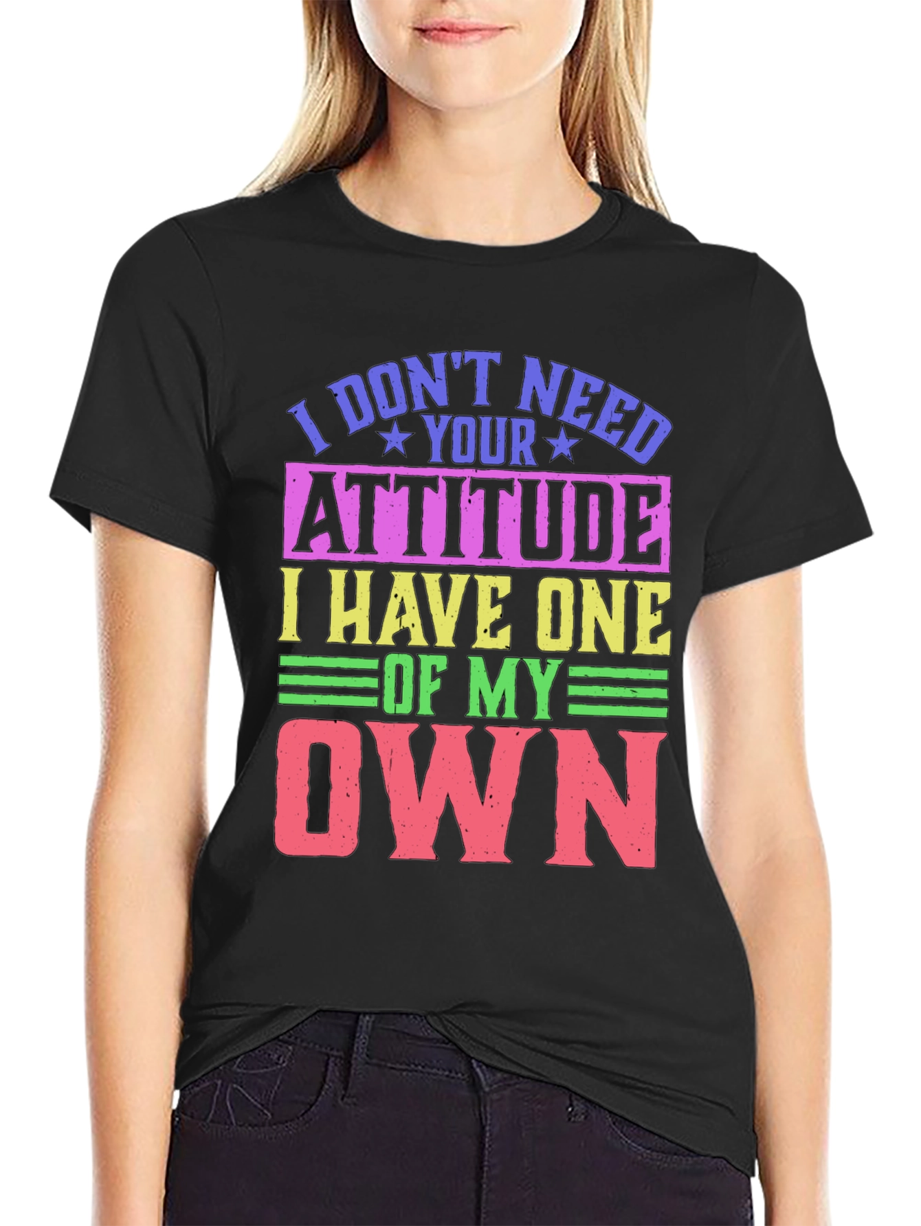 Black Humorous Attitude Graphic T-Shirt view 2