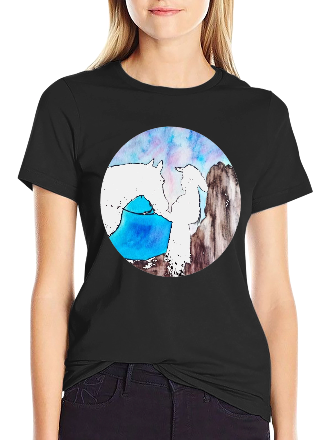 Black Ethereal Horse & Rider Black T-Shirt view 2