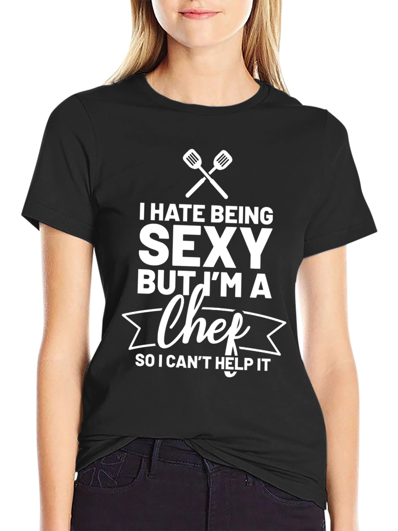 Black Funny Chef T-Shirt - I Hate Being Sexy view 2