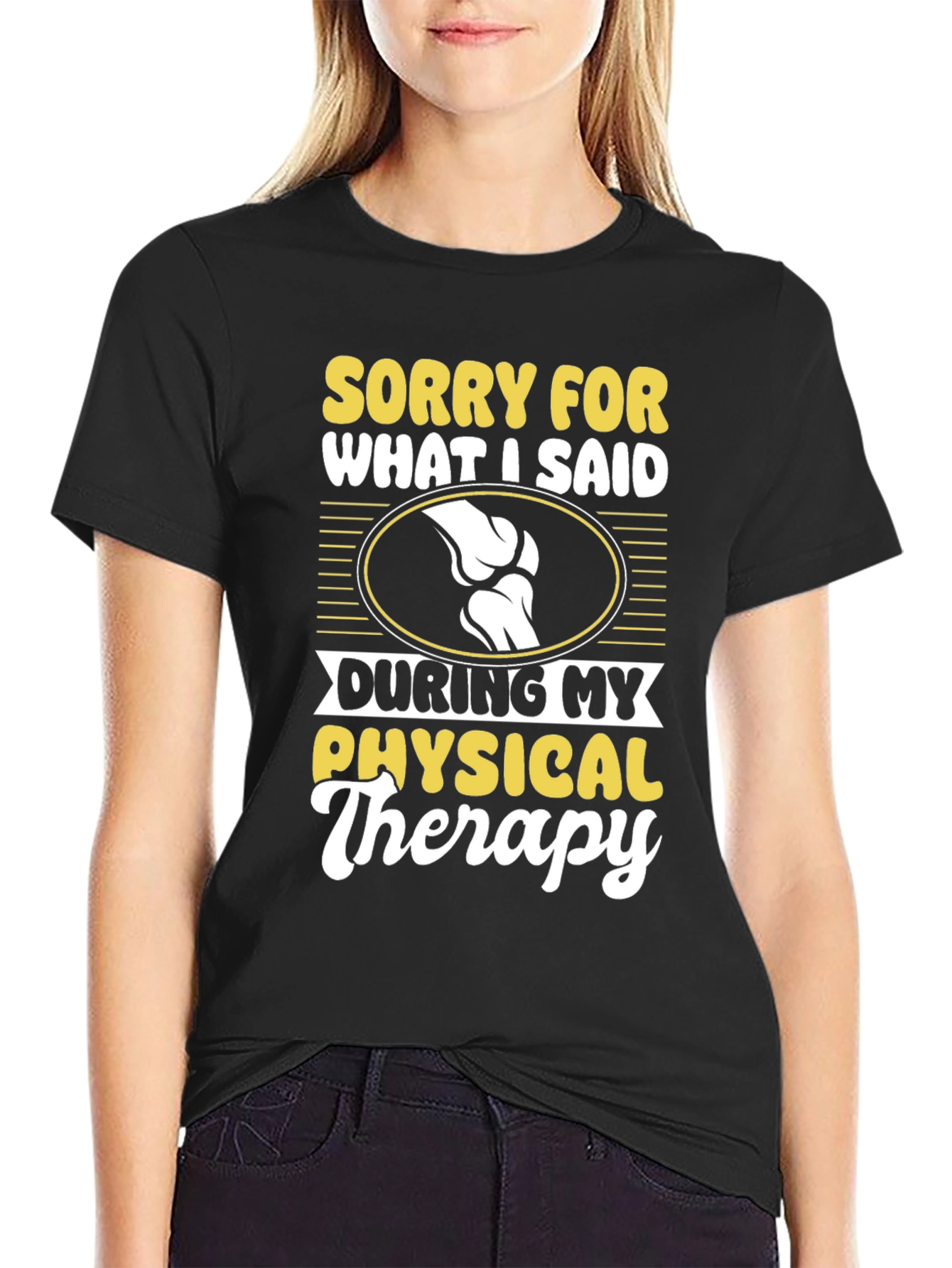 Black Funny Physical Therapy T-Shirt view 2