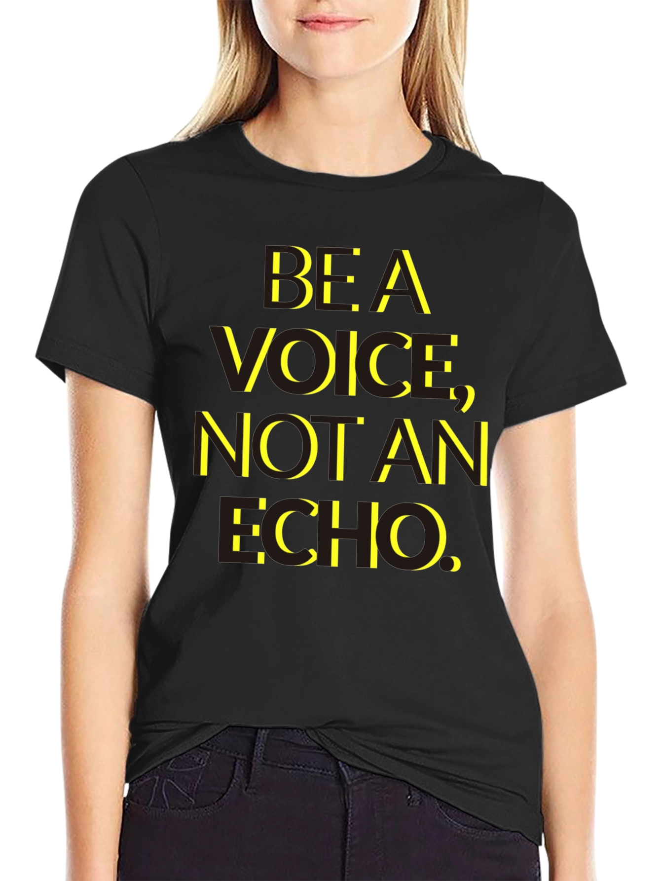 Black Be A Voice T-Shirt - Inspirational Message Tee view 2