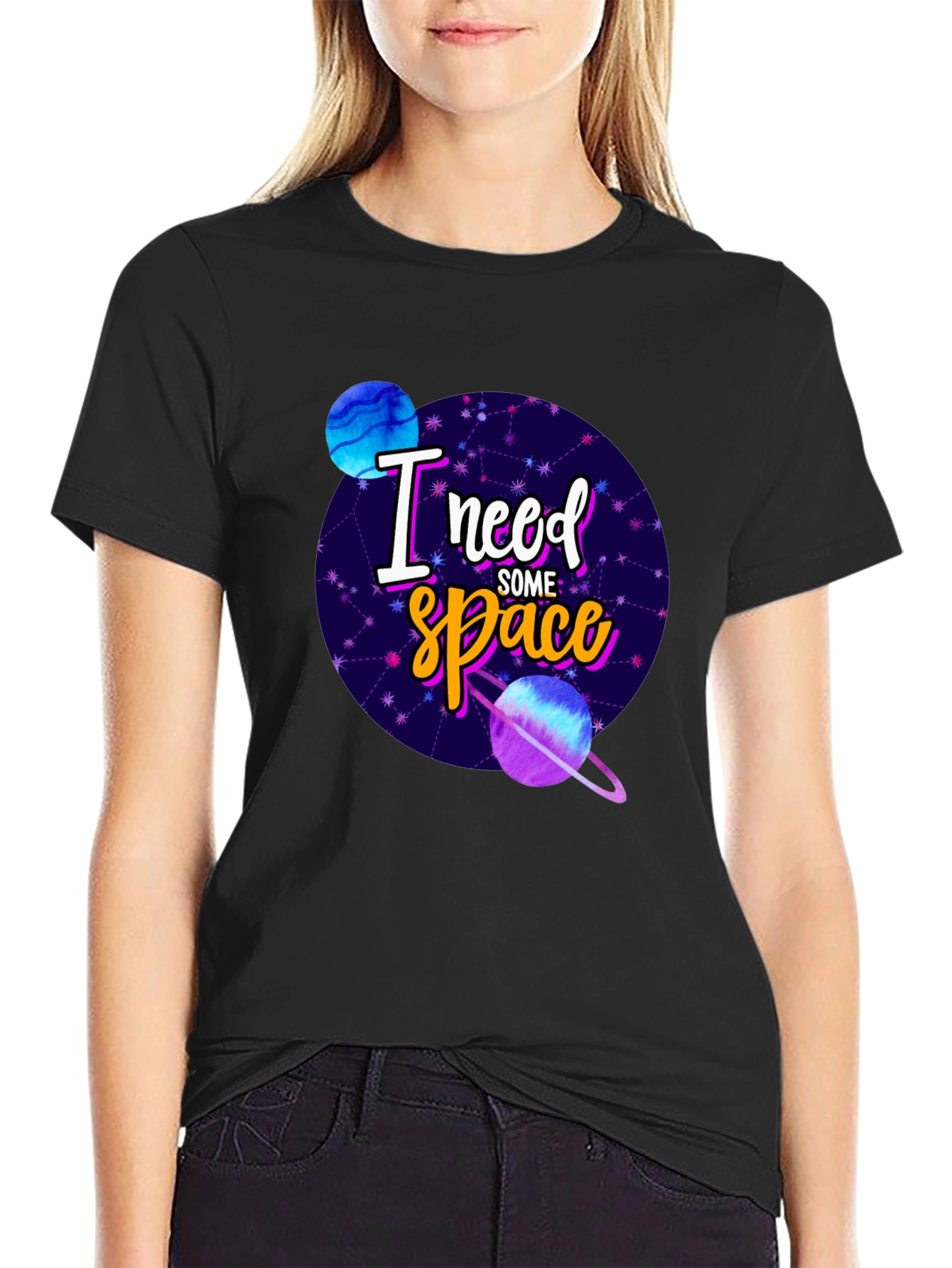 Black I Need Some Space Graphic Tee - Black view 2