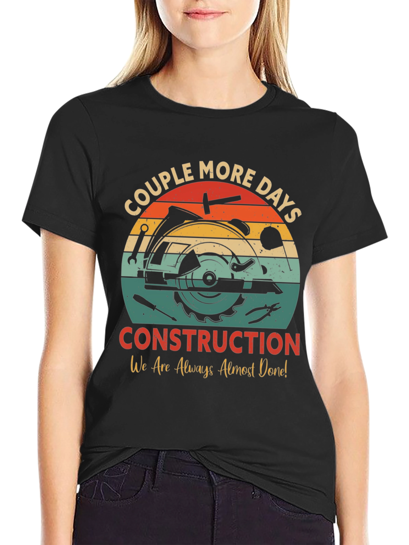Black Construction T-Shirt: Couple More Days Design view 2