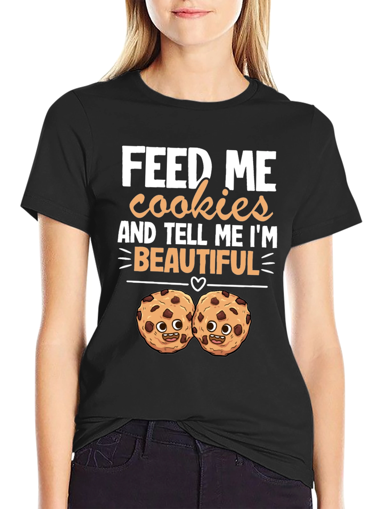 Black Feed Me Cookies T-Shirt view 2