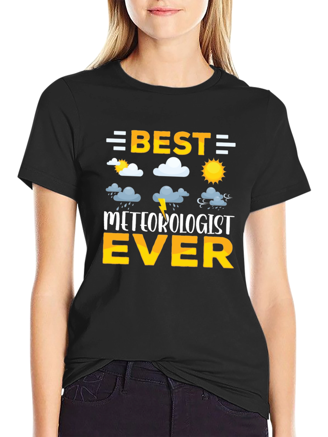 Black Best Meteorologist Ever T-Shirt - Weather Enthusiast Gift view 2