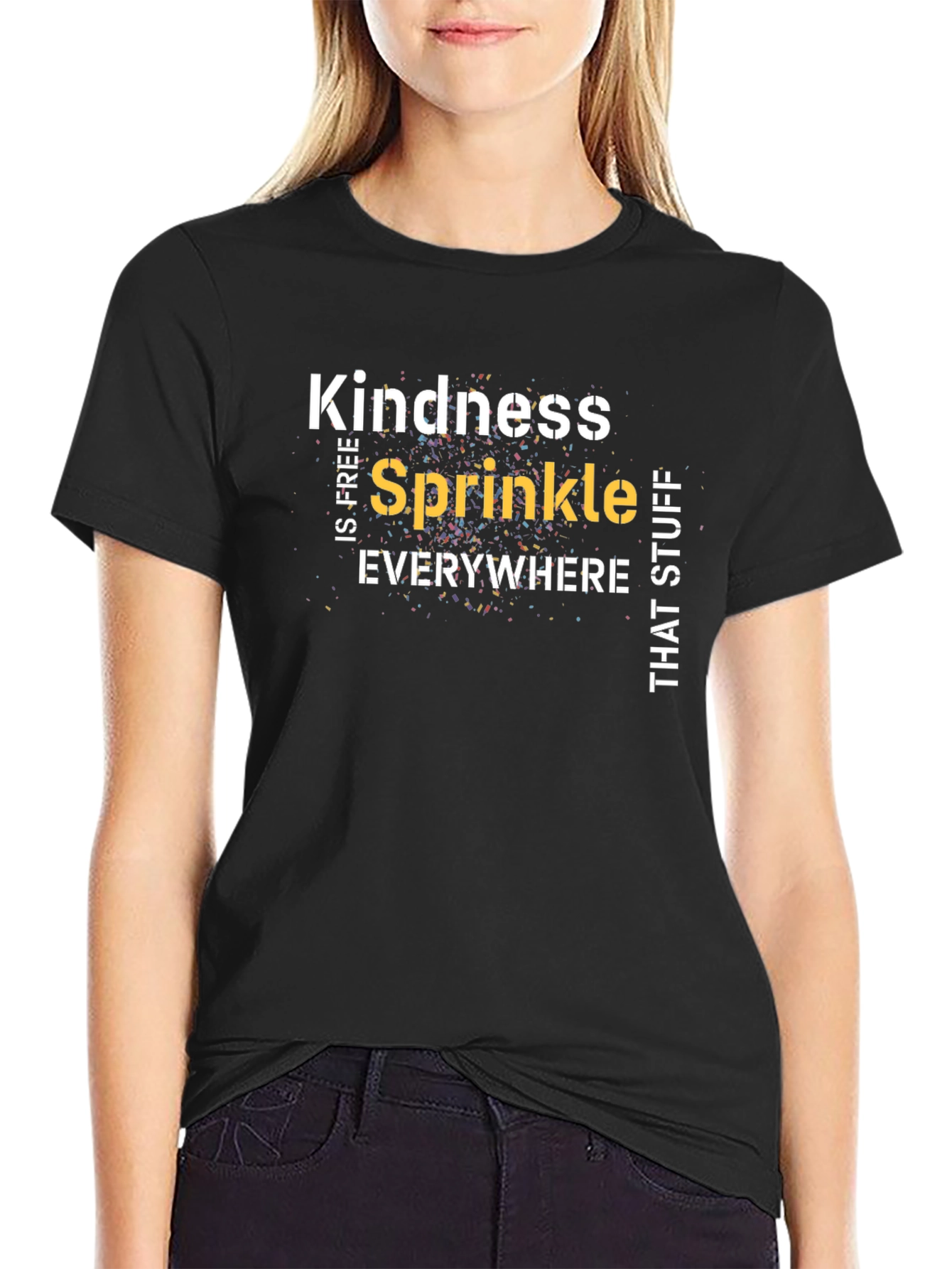 Black Kindness Sprinkle Everywhere Black T-Shirt view 2