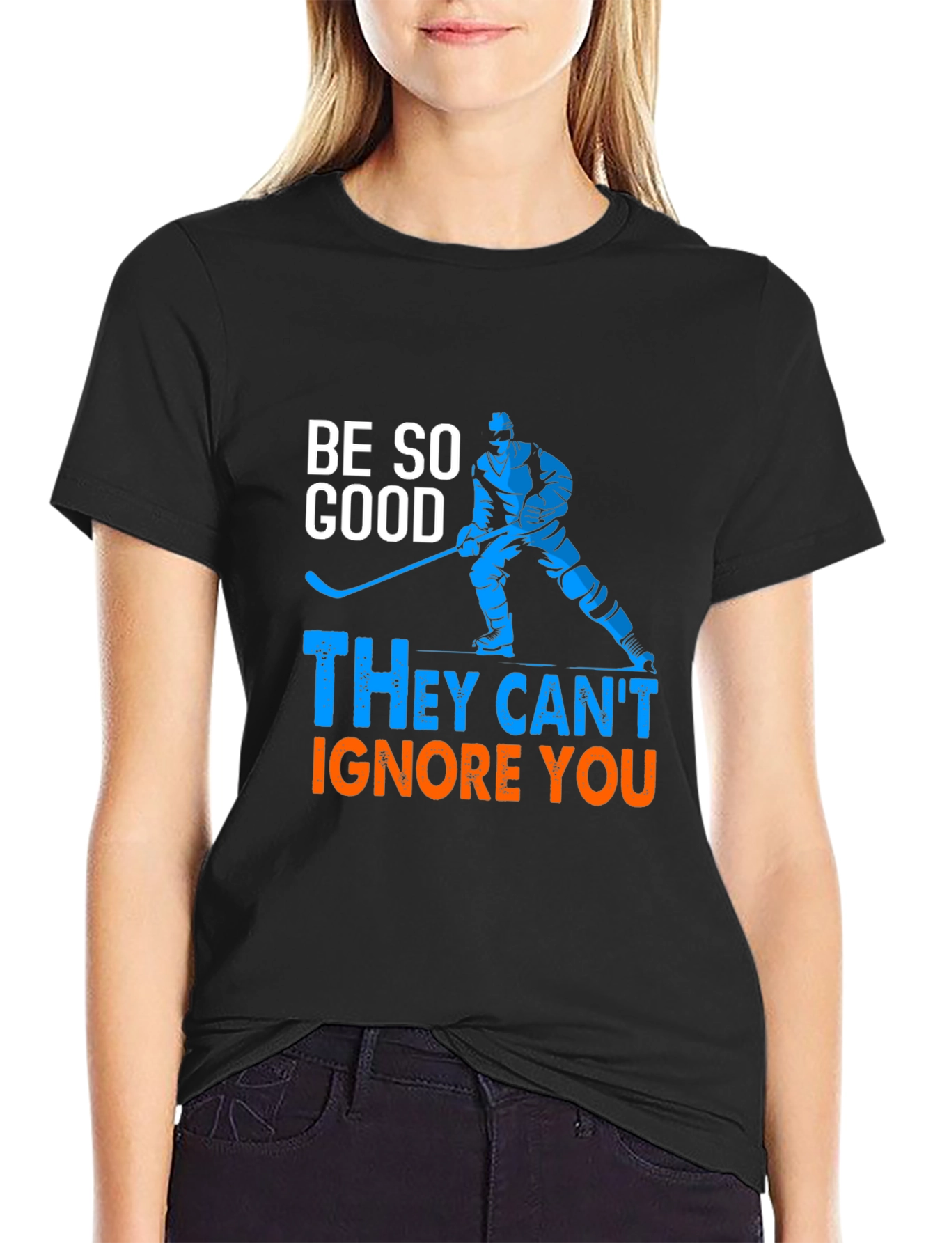 Black Hockey Player Graphic T-Shirt - Be So Good view 2