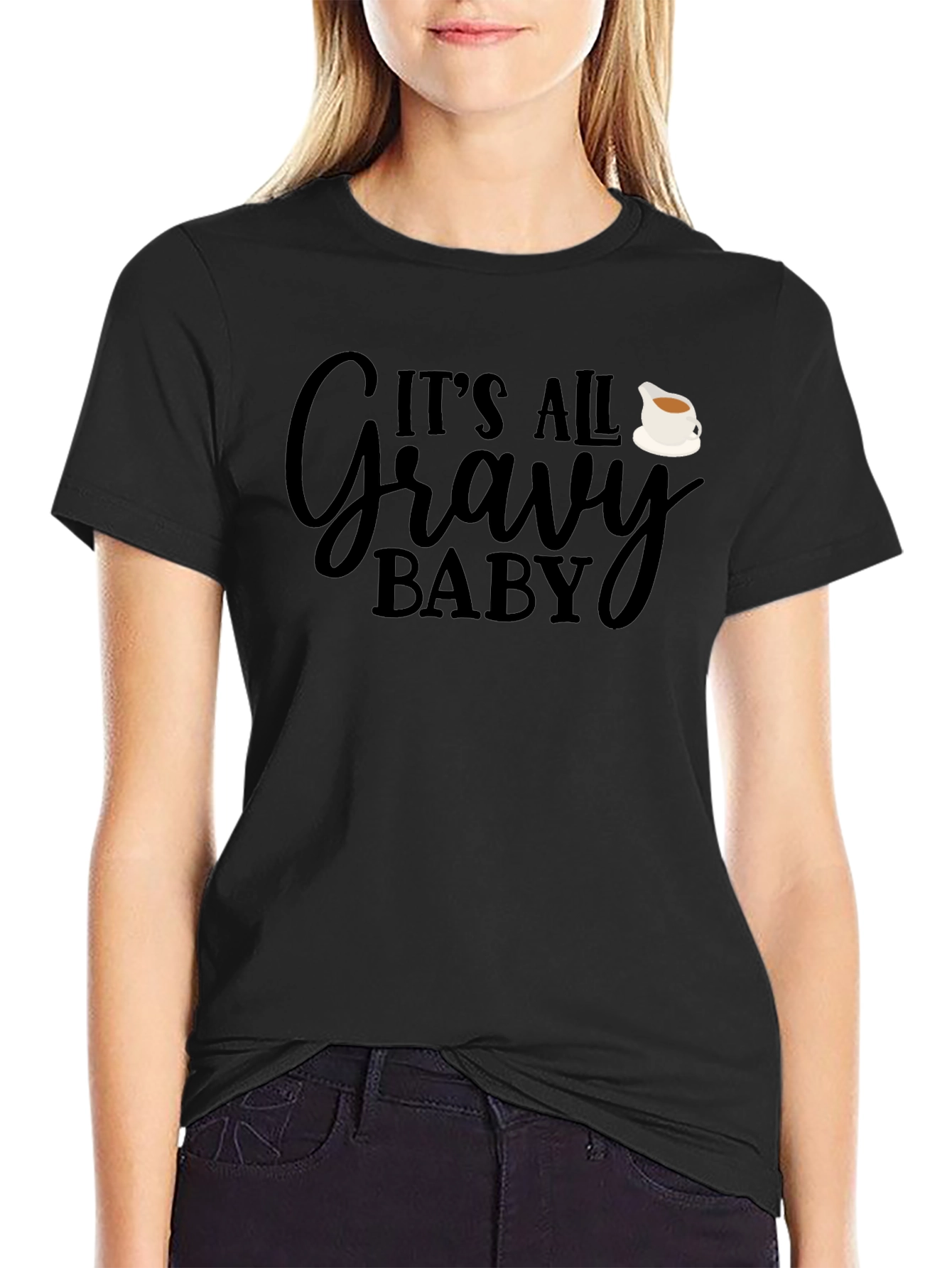 Black It's All Gravy Baby Graphic Tee - Soft & Comfy! view 2