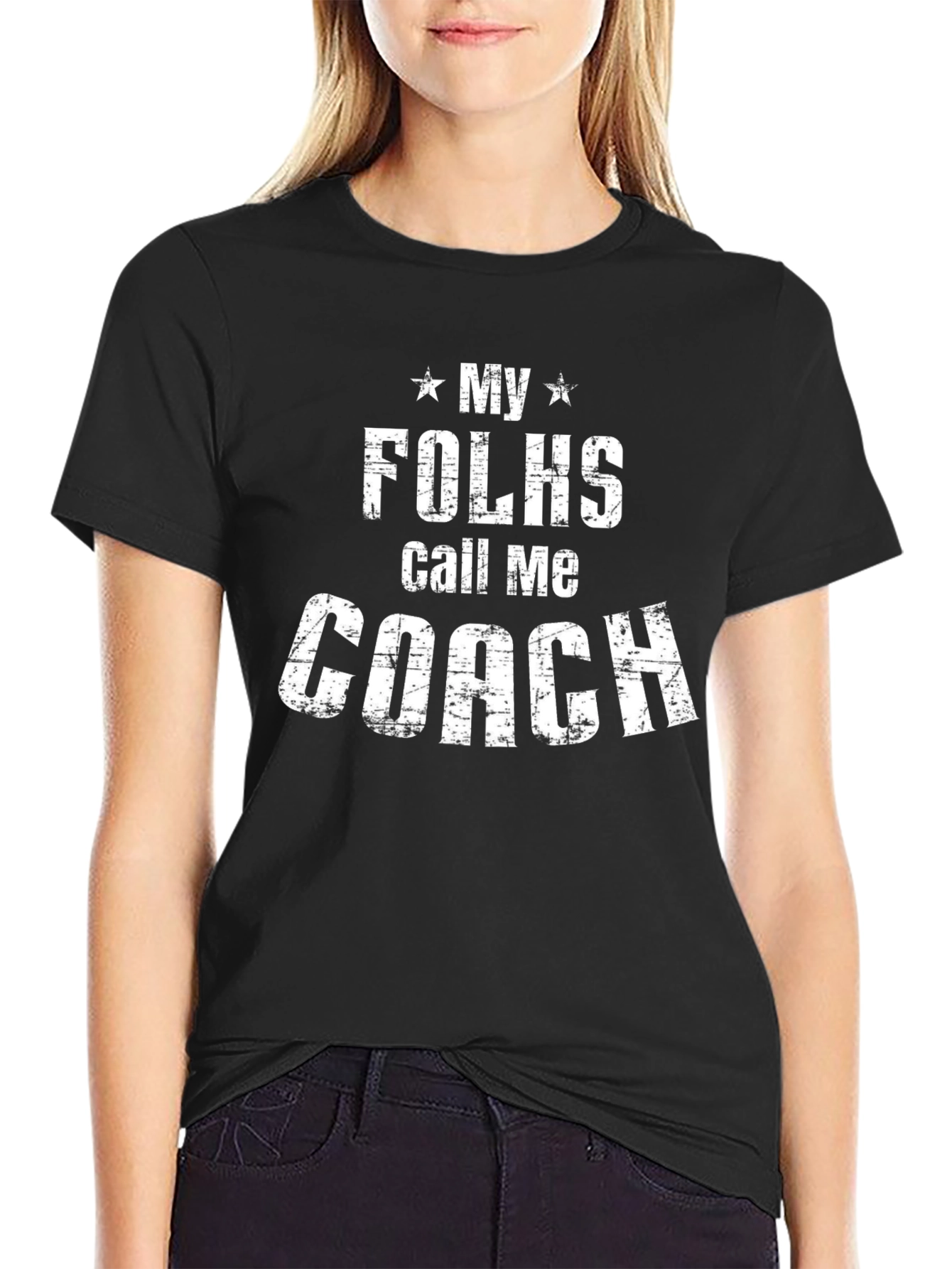 Black My Folks Call Me Coach Black Graphic Tee view 2