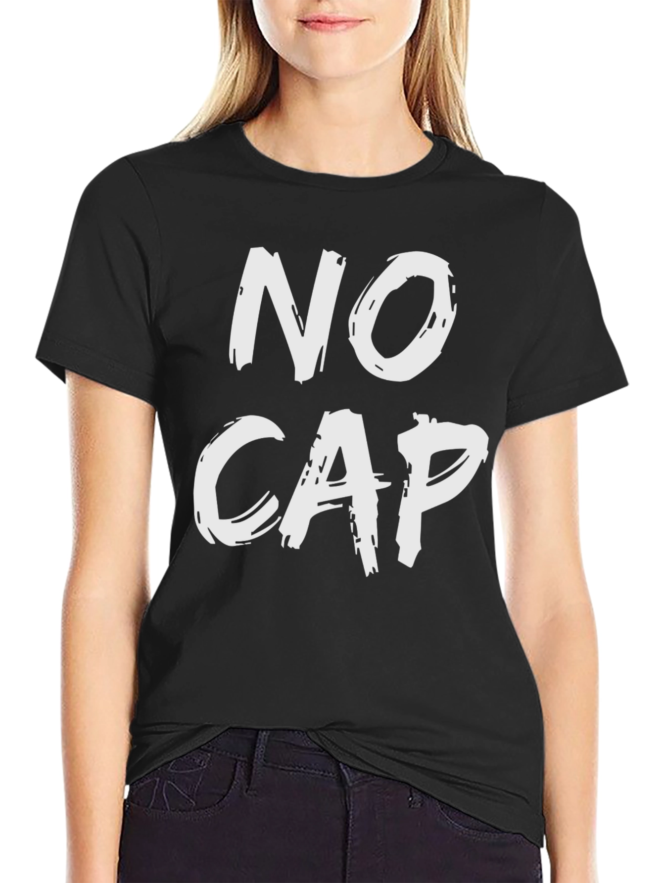 Black No Cap Black Graphic Tee - Statement T-Shirt view 2