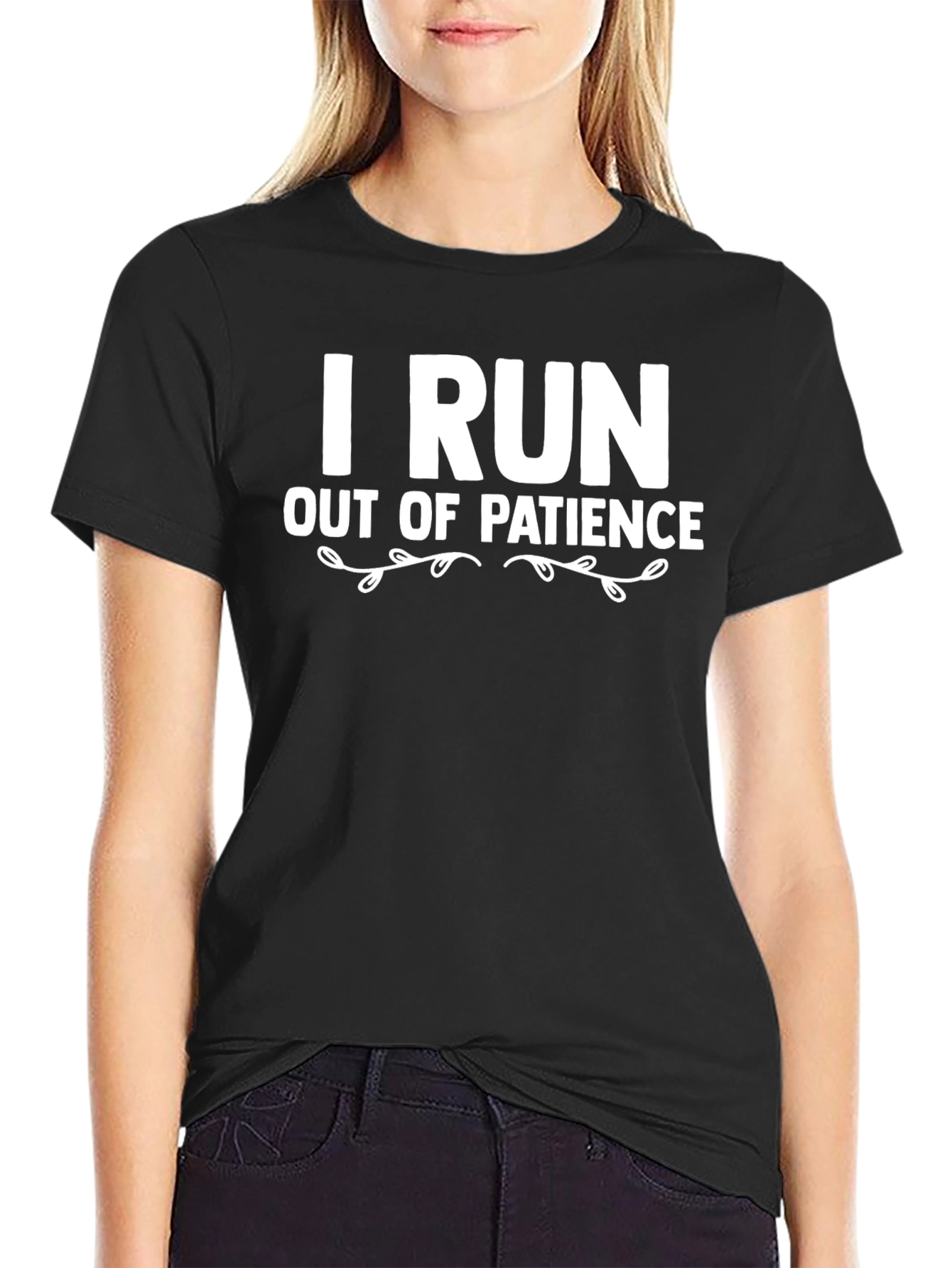 Black I Run Out of Patience Graphic Tee - Black Unisex T-Shirt view 2