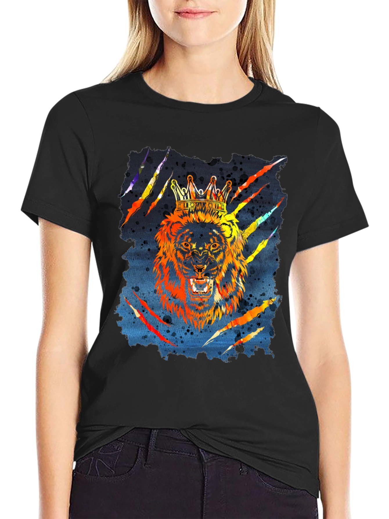Black King Lion Graphic T-Shirt - Mens Black Tee view 2