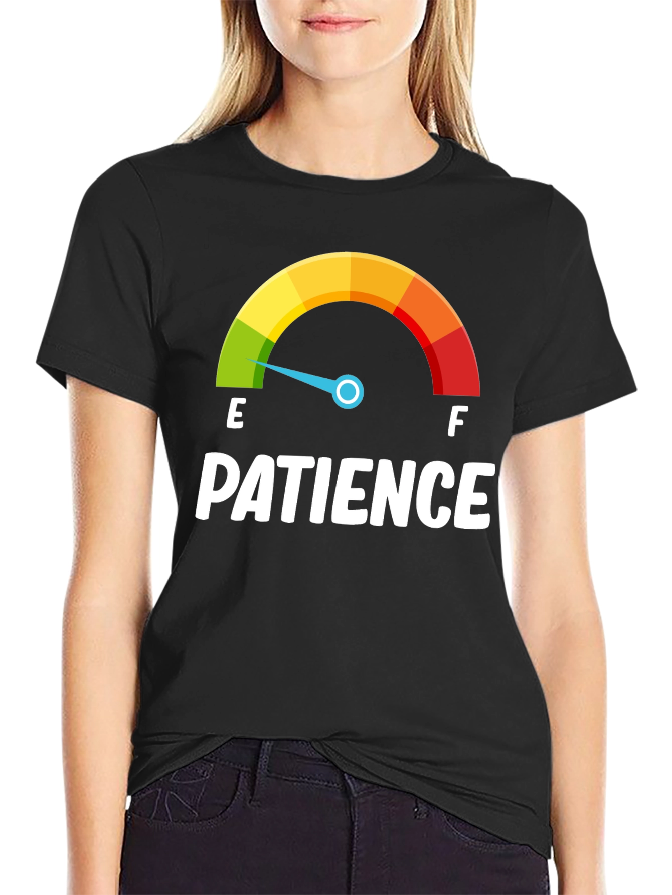 Black Patience Gauge T-Shirt - Runs Low! view 2