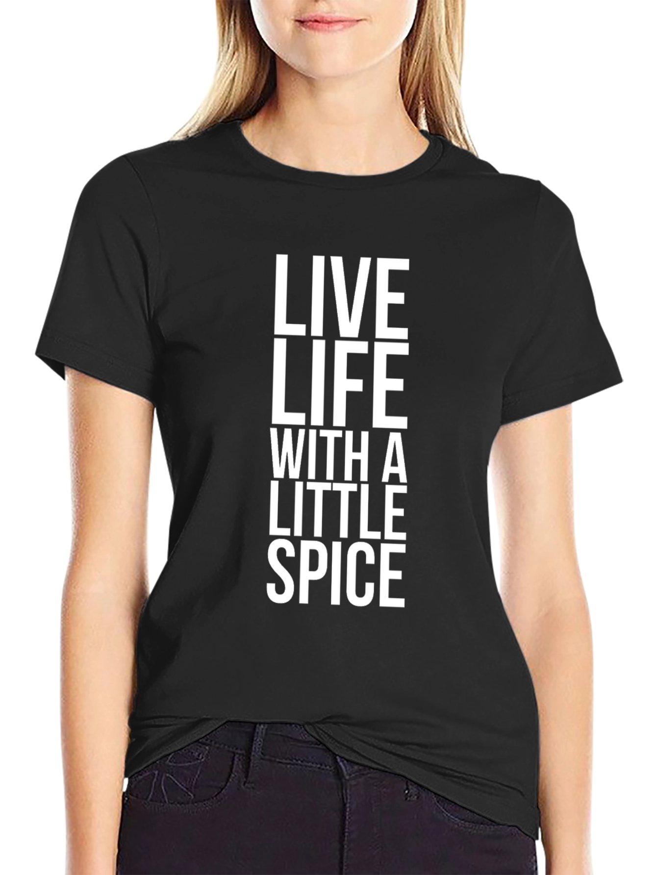 Black Live Life With A Little Spice Black T-Shirt view 2