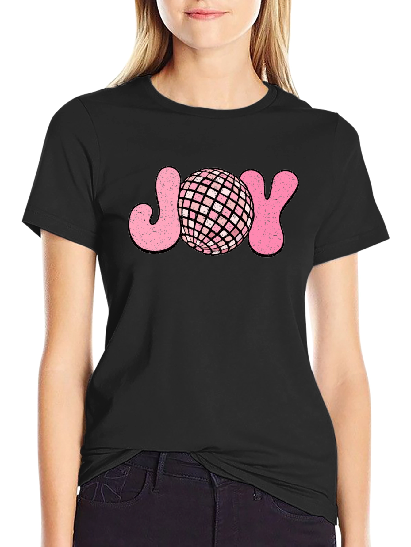 Black Retro Disco JOY T-Shirt view 2