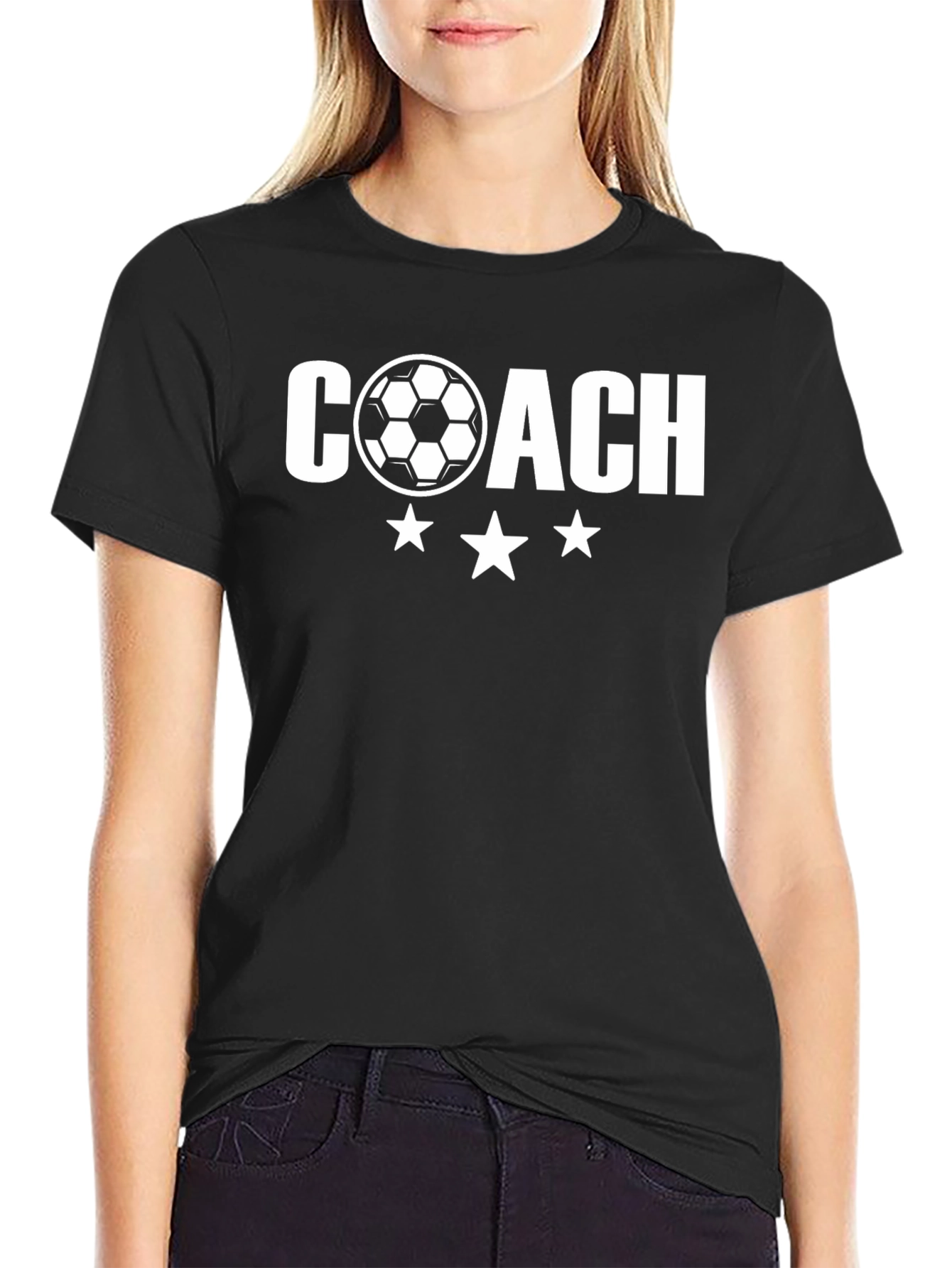 Black Soccer Coach Graphic T-Shirt - Black view 2