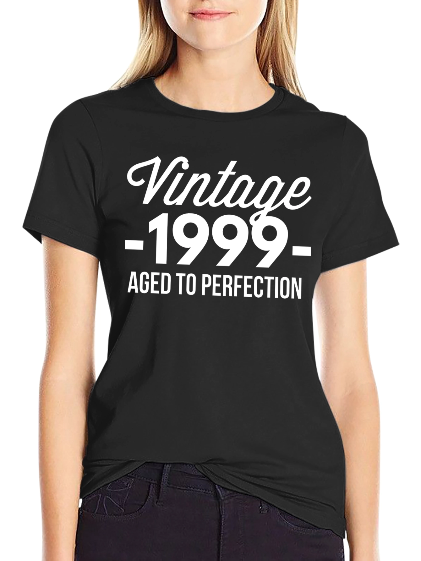 Black Vintage 1999 Aged to Perfection Black T-Shirt view 2