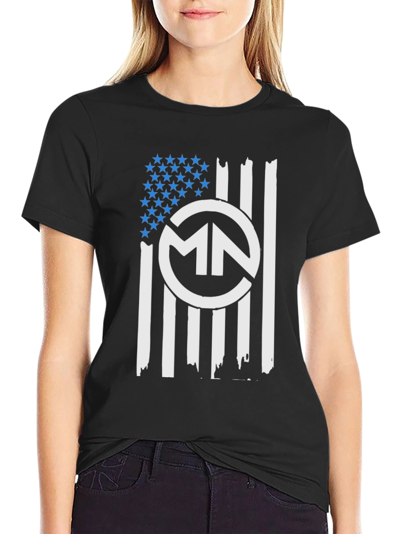 Black MN American Flag Graphic Tee - Patriotic Style view 2