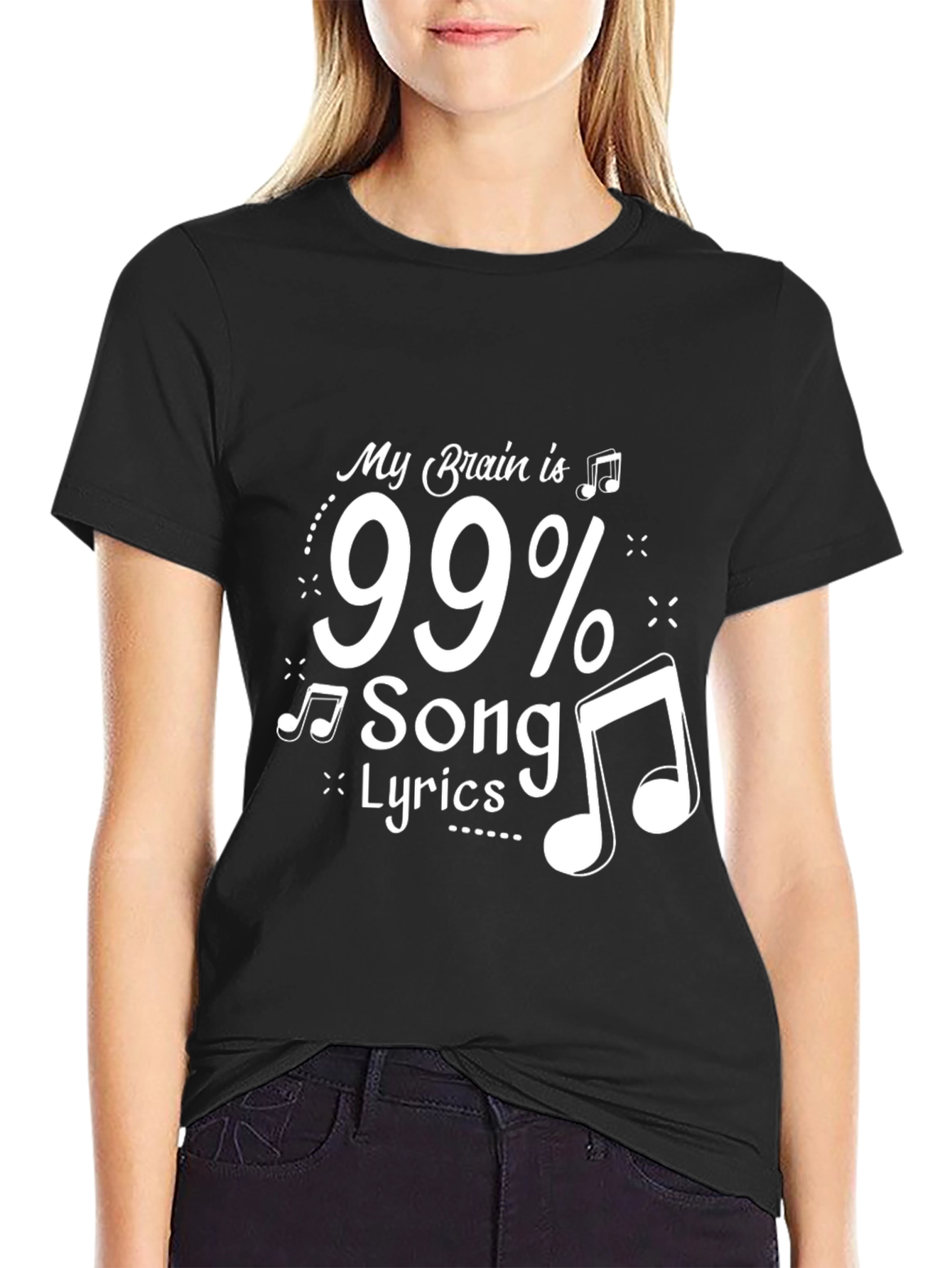 Black 99% Song Lyrics Black Tee - Music Lover Gift view 2
