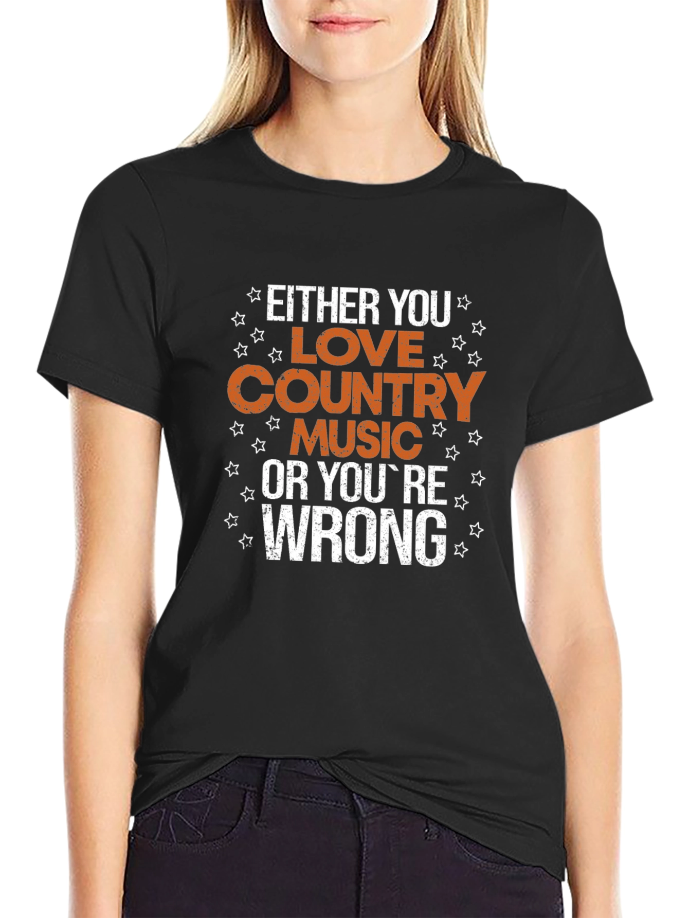 Black Country Music Fan T-Shirt - Love It or You're Wrong view 2