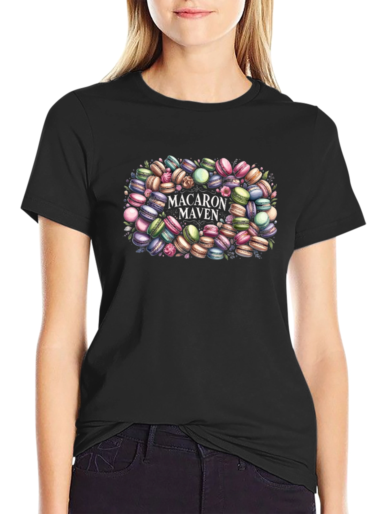 Black Macaron Maven Graphic Tee - Sweet Style view 2