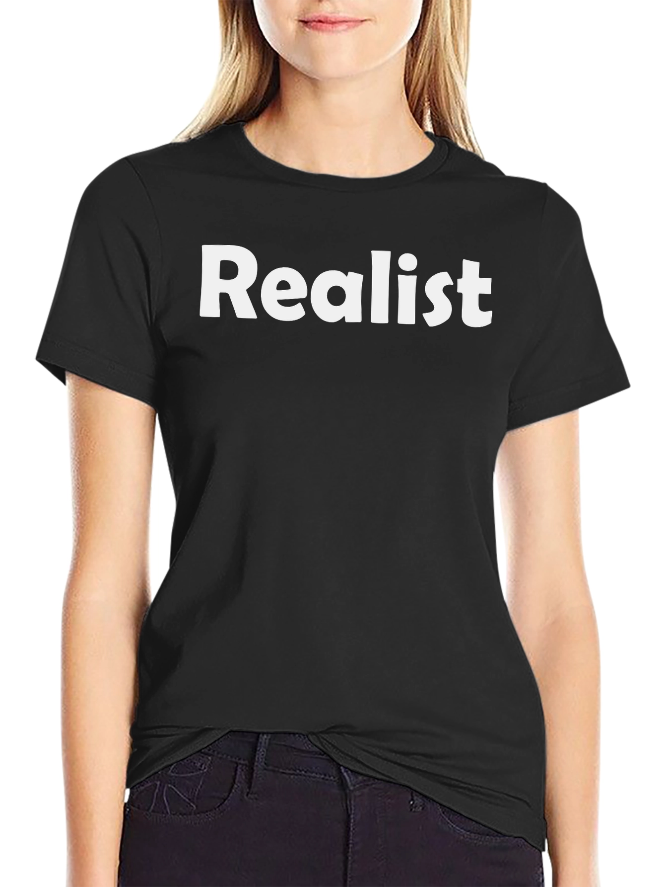 Black Realist Graphic T-Shirt - Men's Short Sleeve Crew Neck Tee view 2