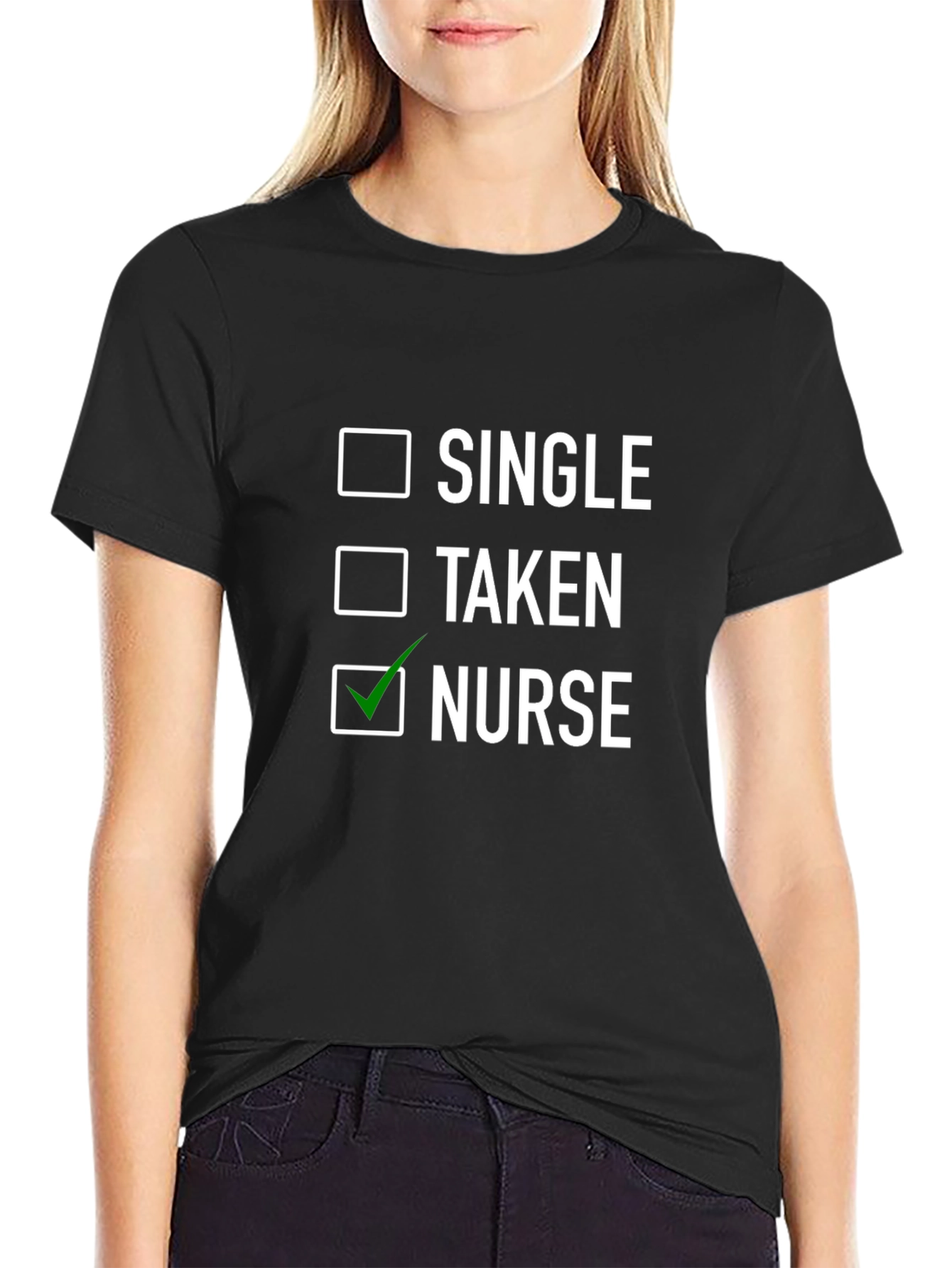 Black Nurse Life T-Shirt - Single, Taken, Nurse Checklist view 2