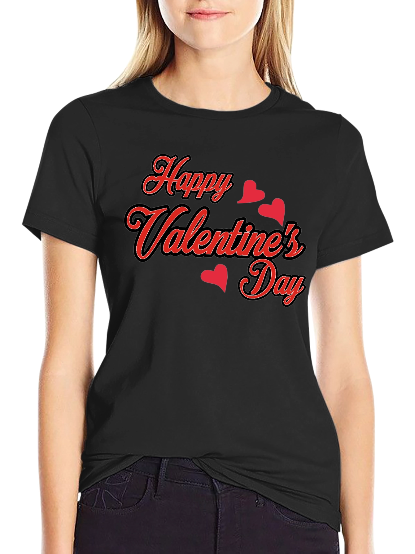 Black Happy Valentine's Day Black Graphic Tee view 2