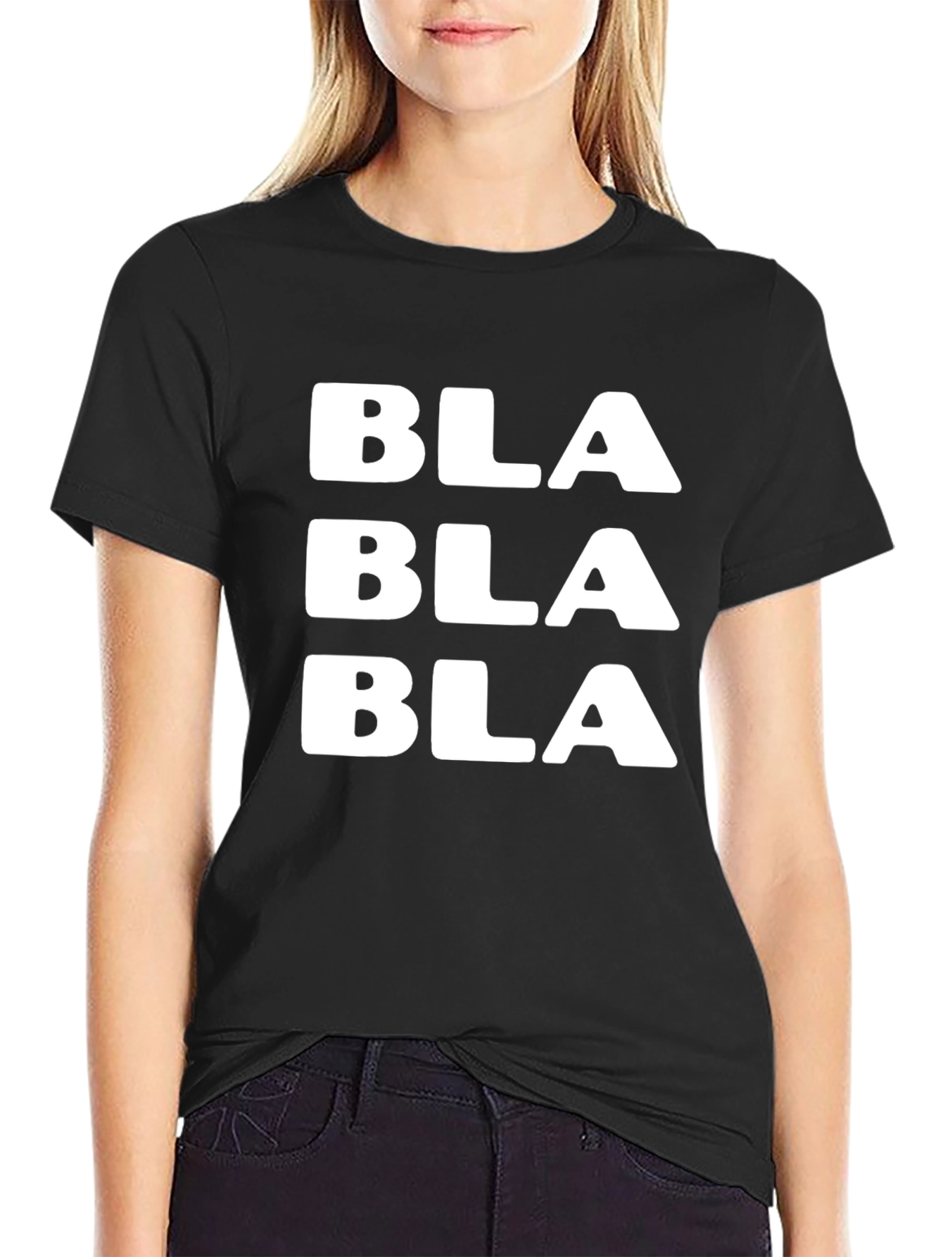 Black Bla Bla Bla Graphic Tee - Black Cotton T-Shirt view 2