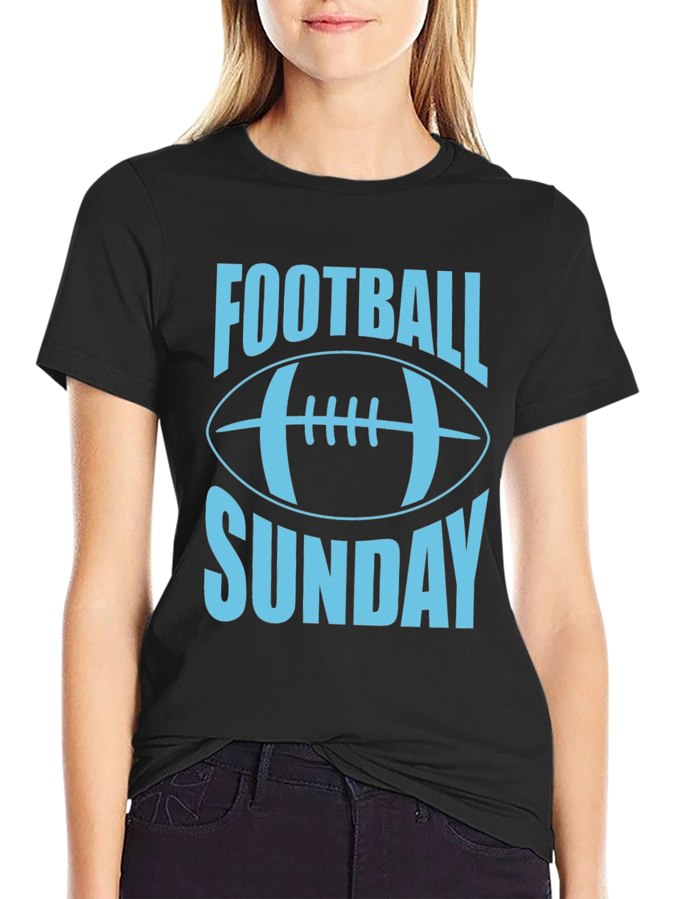 Black Football Sunday T-Shirt - Stylish Game Day Apparel view 2