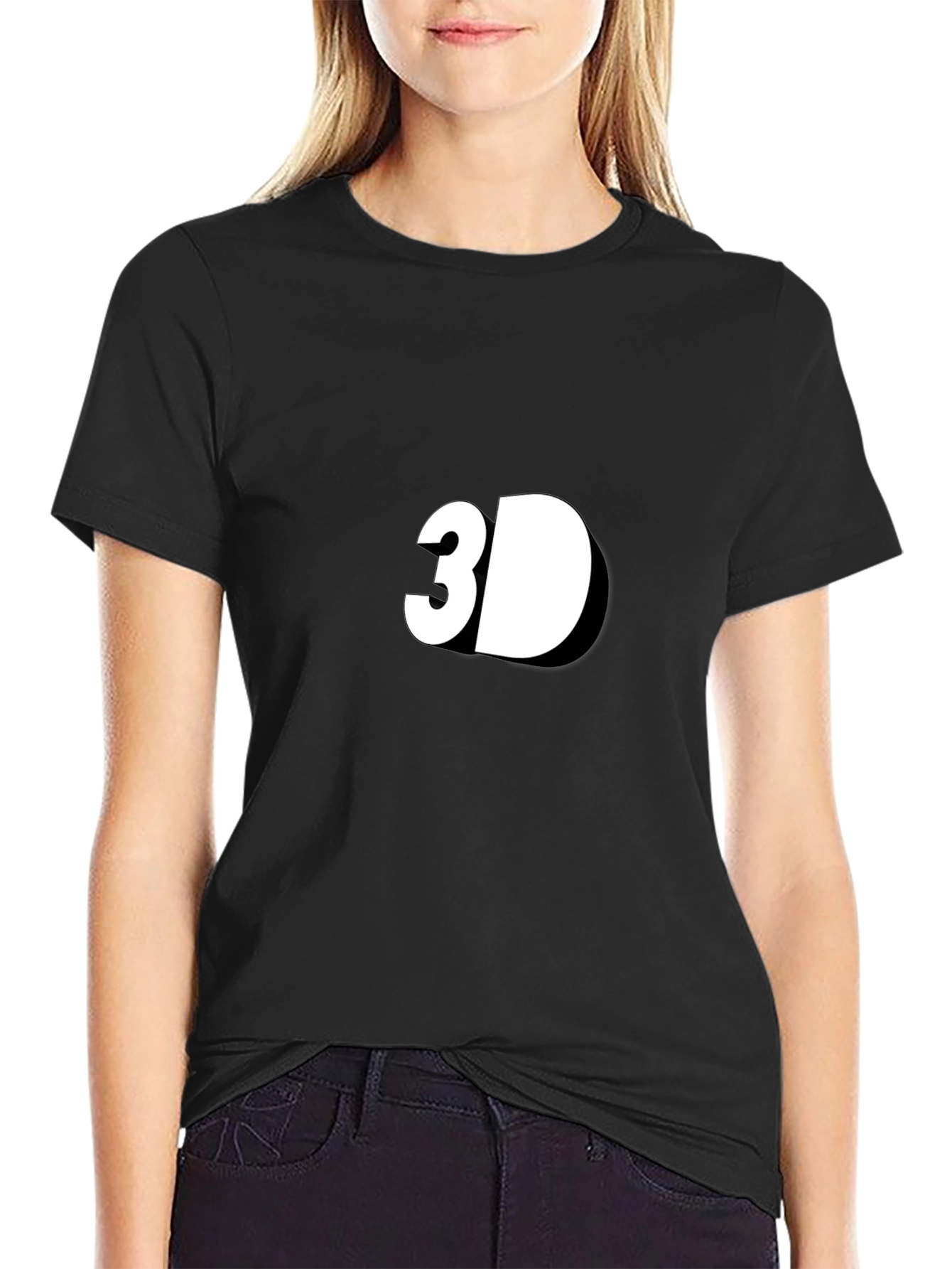 Black Black 3D Graphic Tee - Mens Casual Shirt view 2