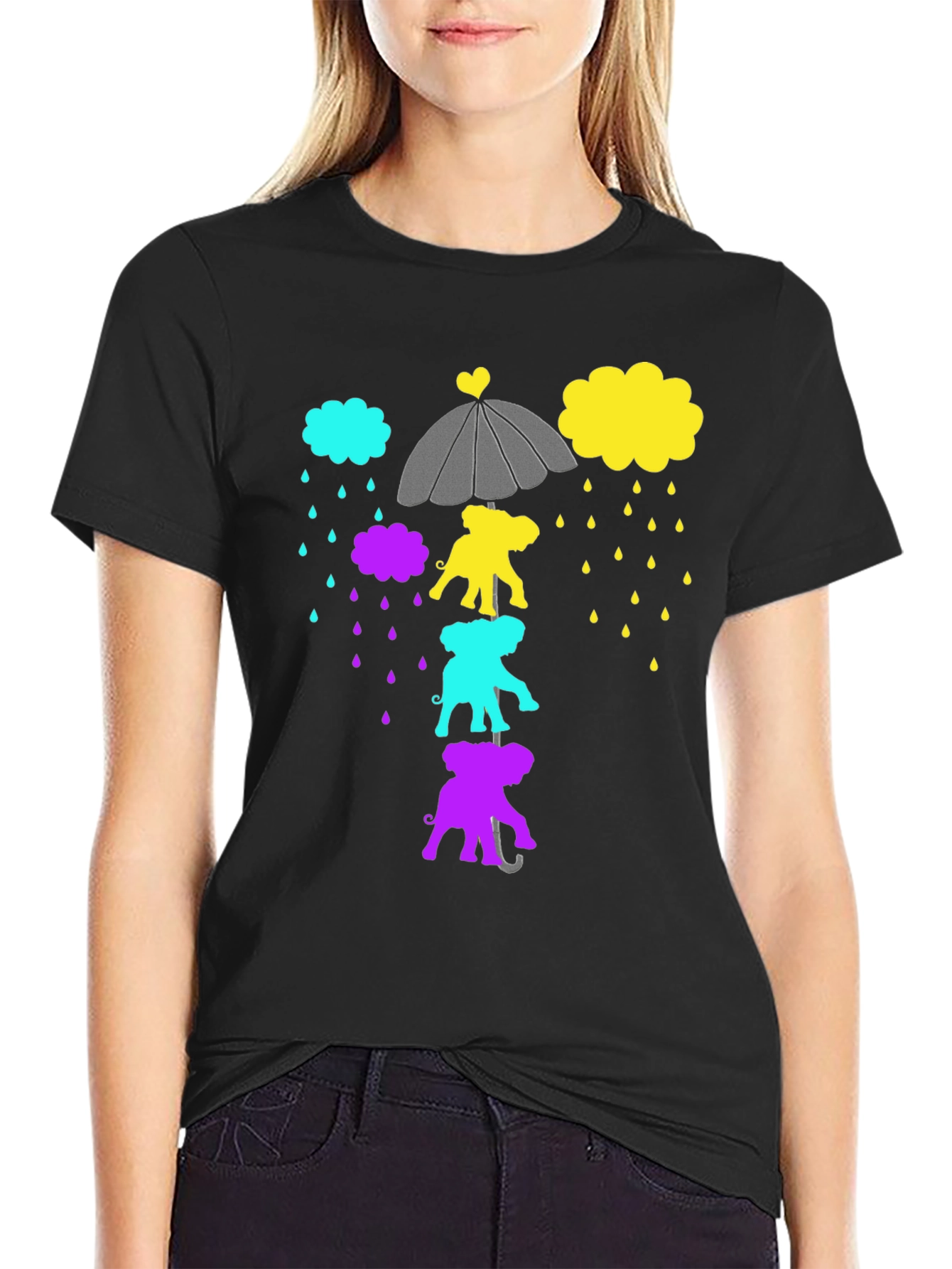 Black Elephant Rain Black Graphic Tee view 2