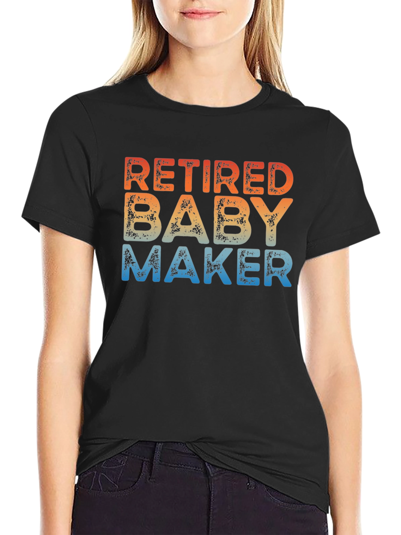 Black Retired Baby Maker T-Shirt - Funny Retirement Gift view 2