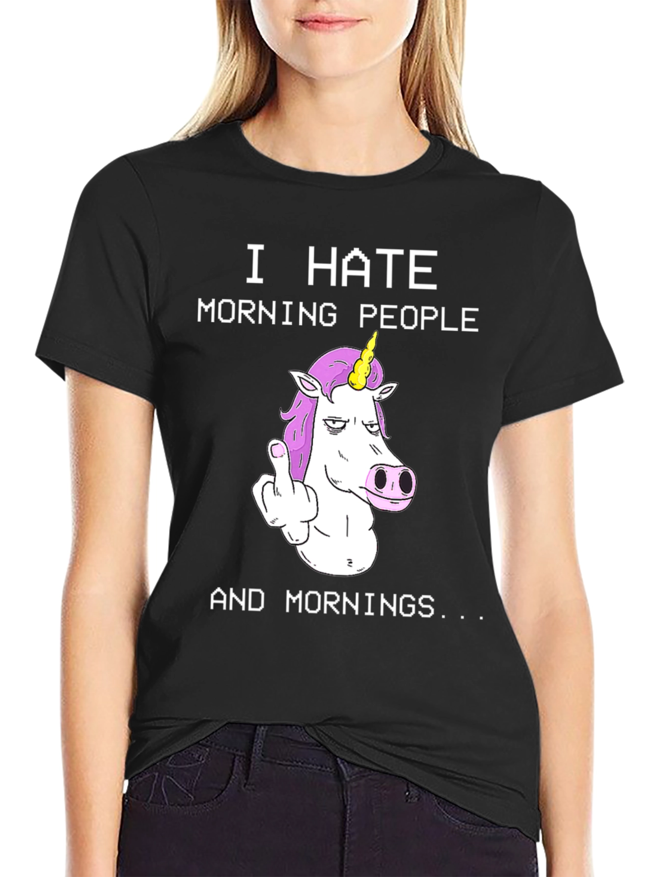 I Hate Morning People Unicorn Graphic Tee - 2