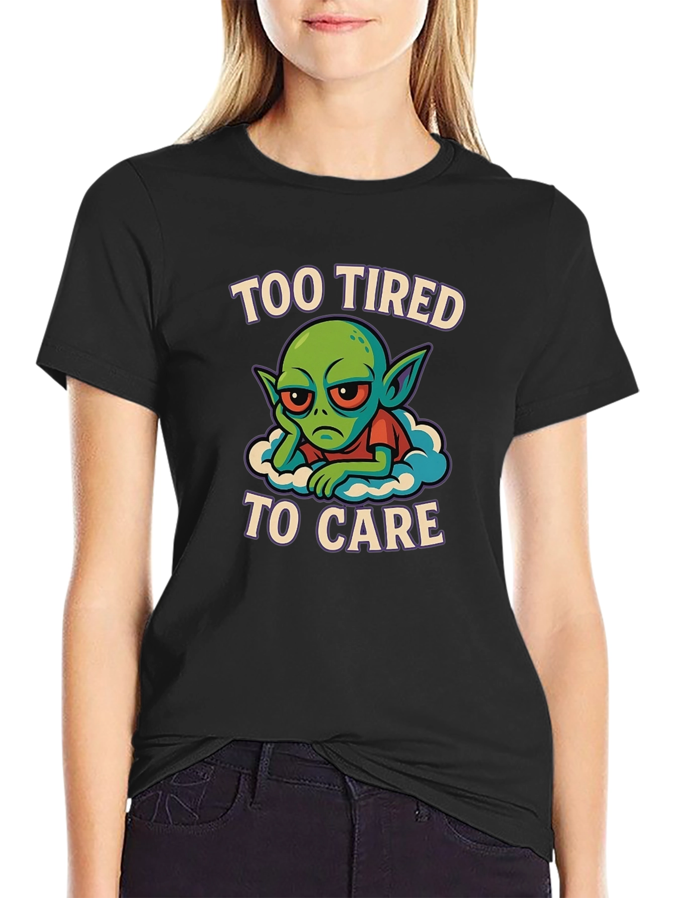 Black Too Tired to Care Graphic Tee view 2