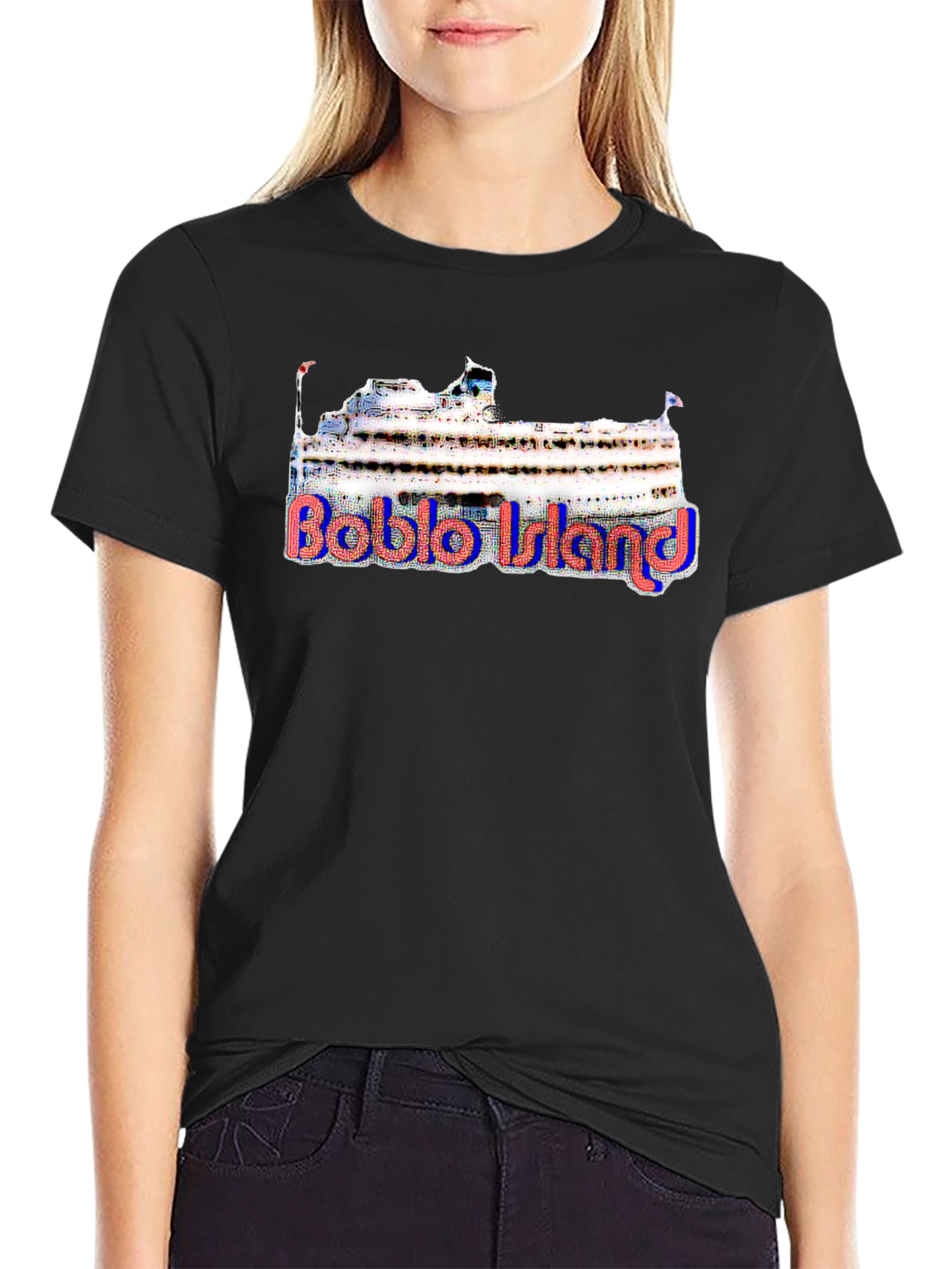 Black Boblo Island Cruise Ship T-Shirt view 2