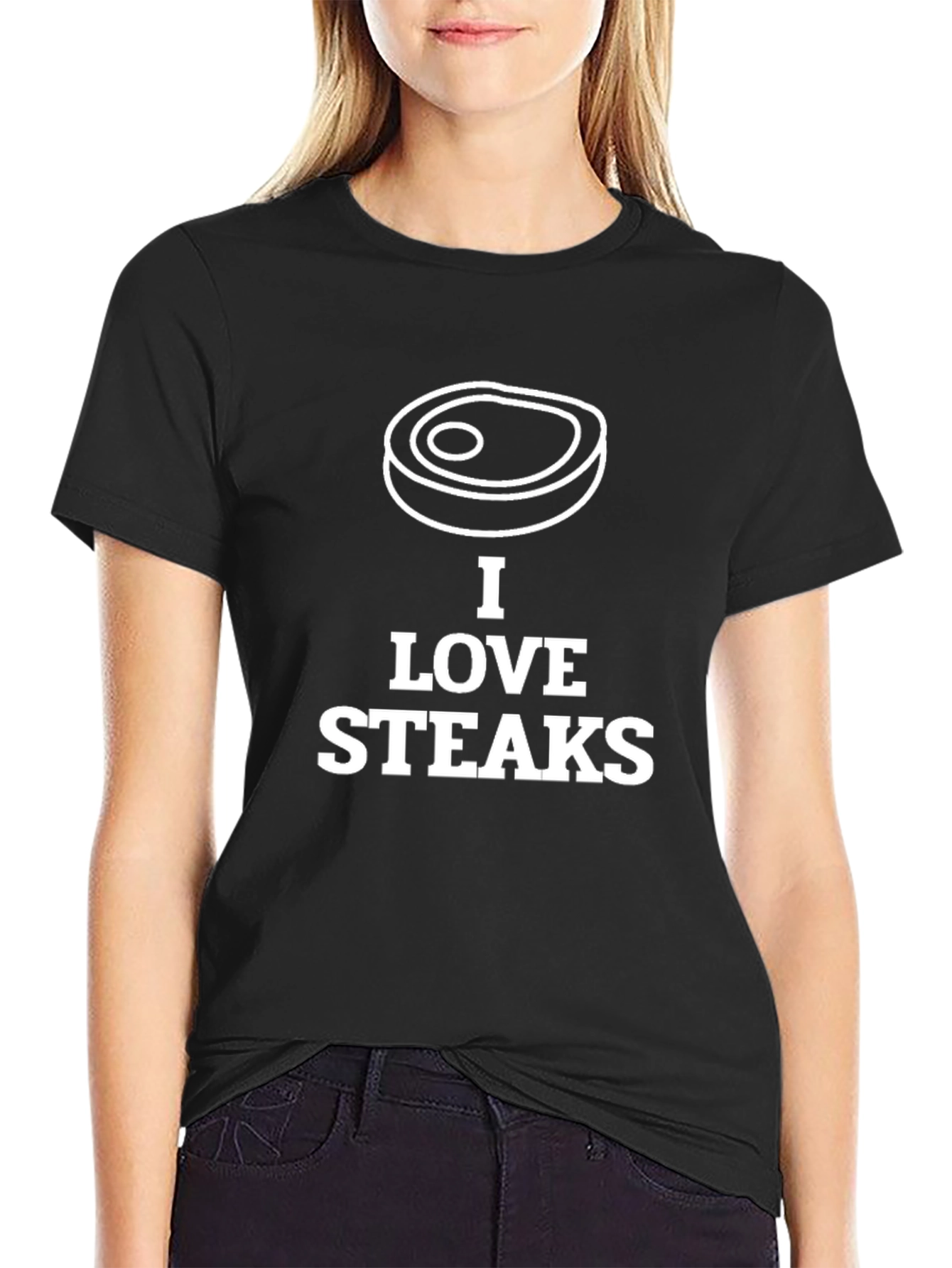 Black I Love Steaks Graphic T-Shirt - Black view 2